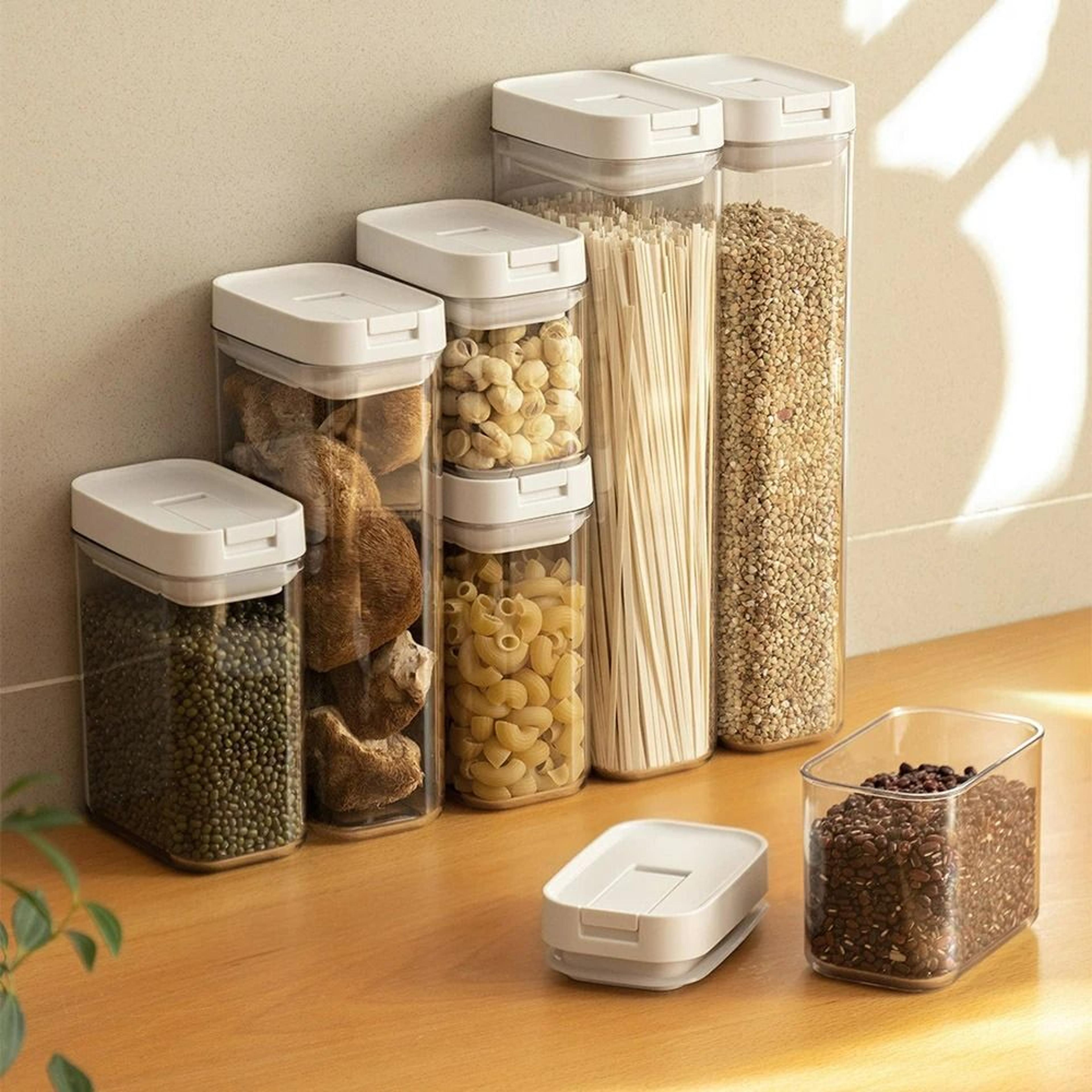Airtight Stackable Clear Plastic Kitchen Storage Jar 0