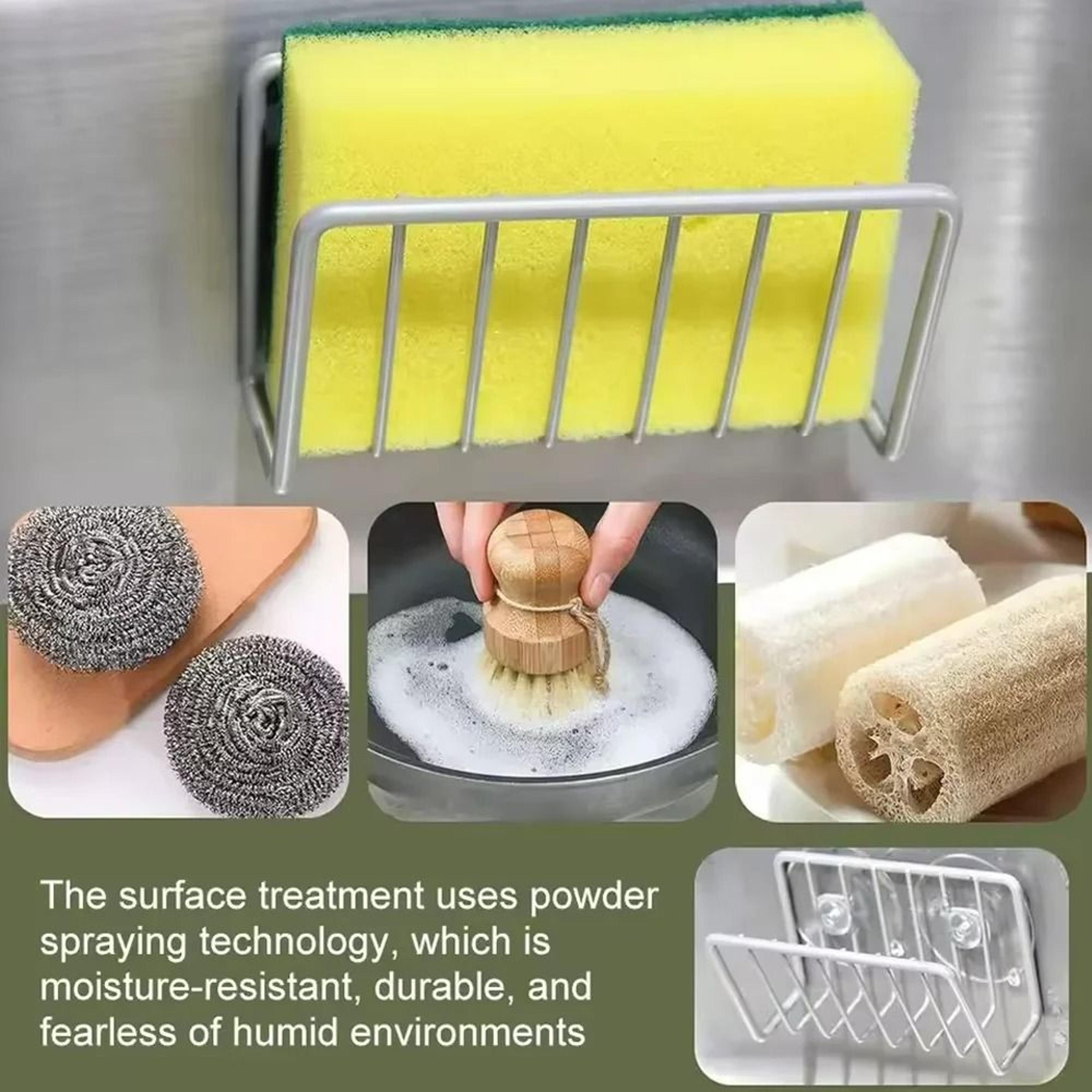 NoDrill WallMounted Iron Sponge Holder  Sink Organizer 2