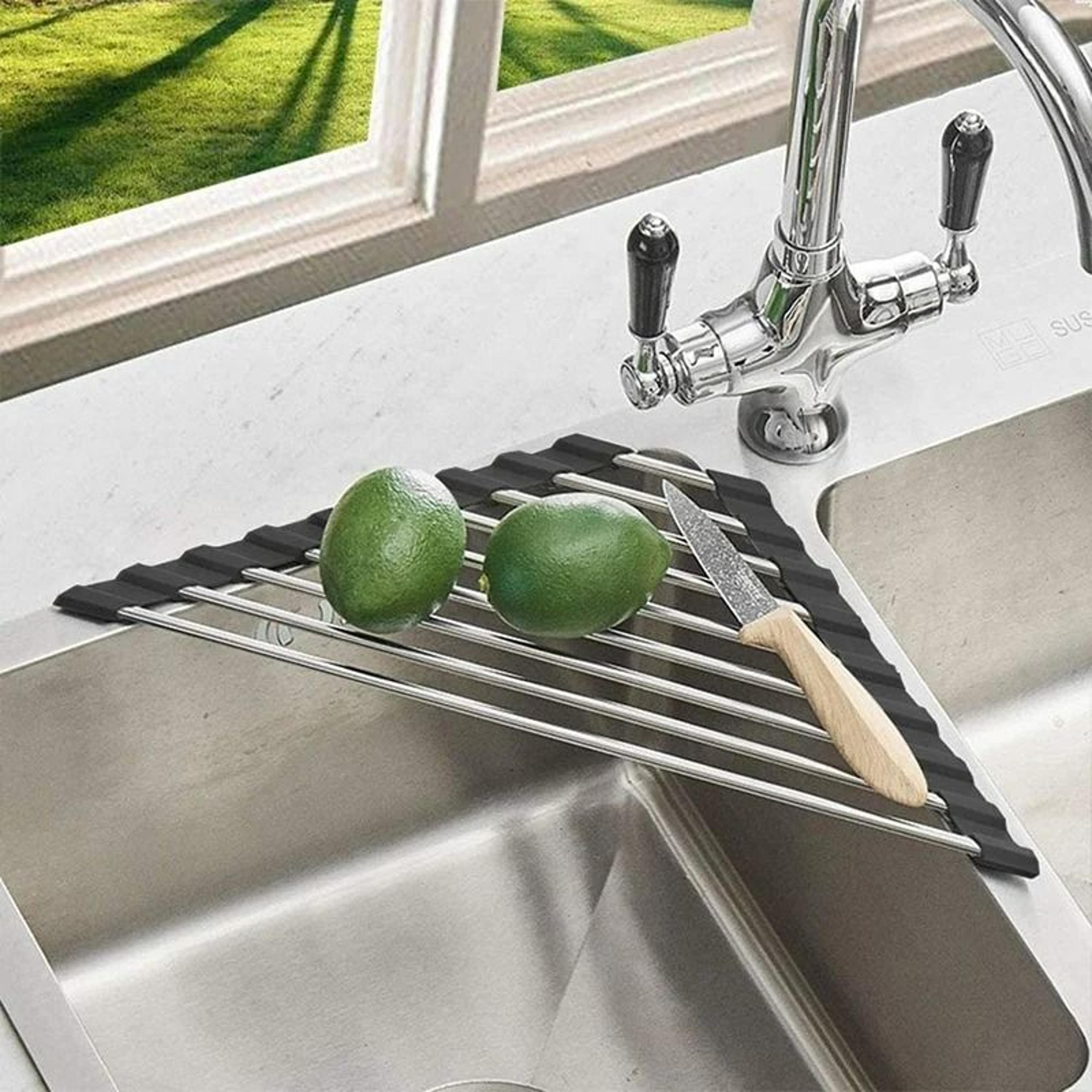 Triangle RollUp Sink Corner Dish Drying Rack 3