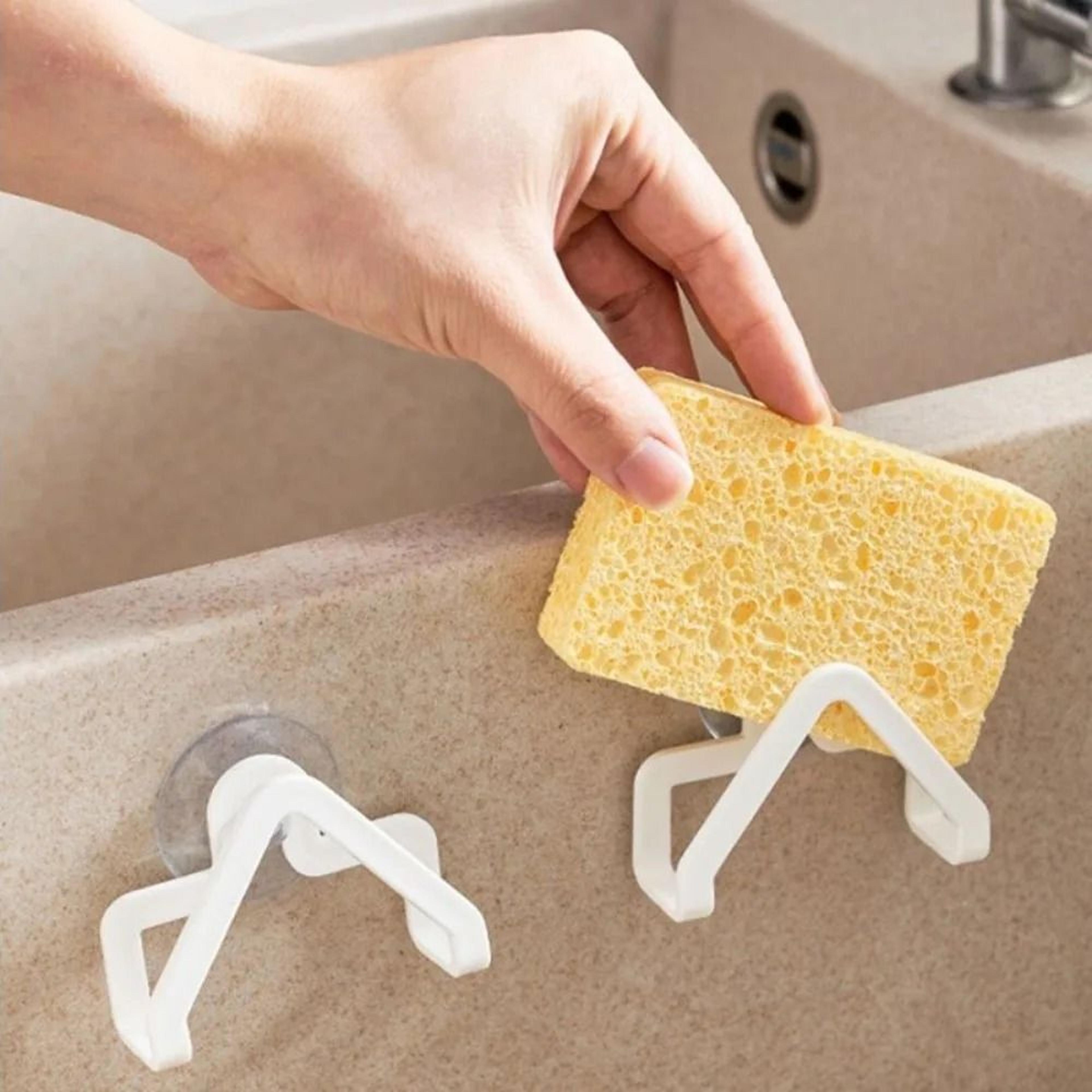 NoDrill Compact Sponge Holder  Sink Drainer Rack Set 1