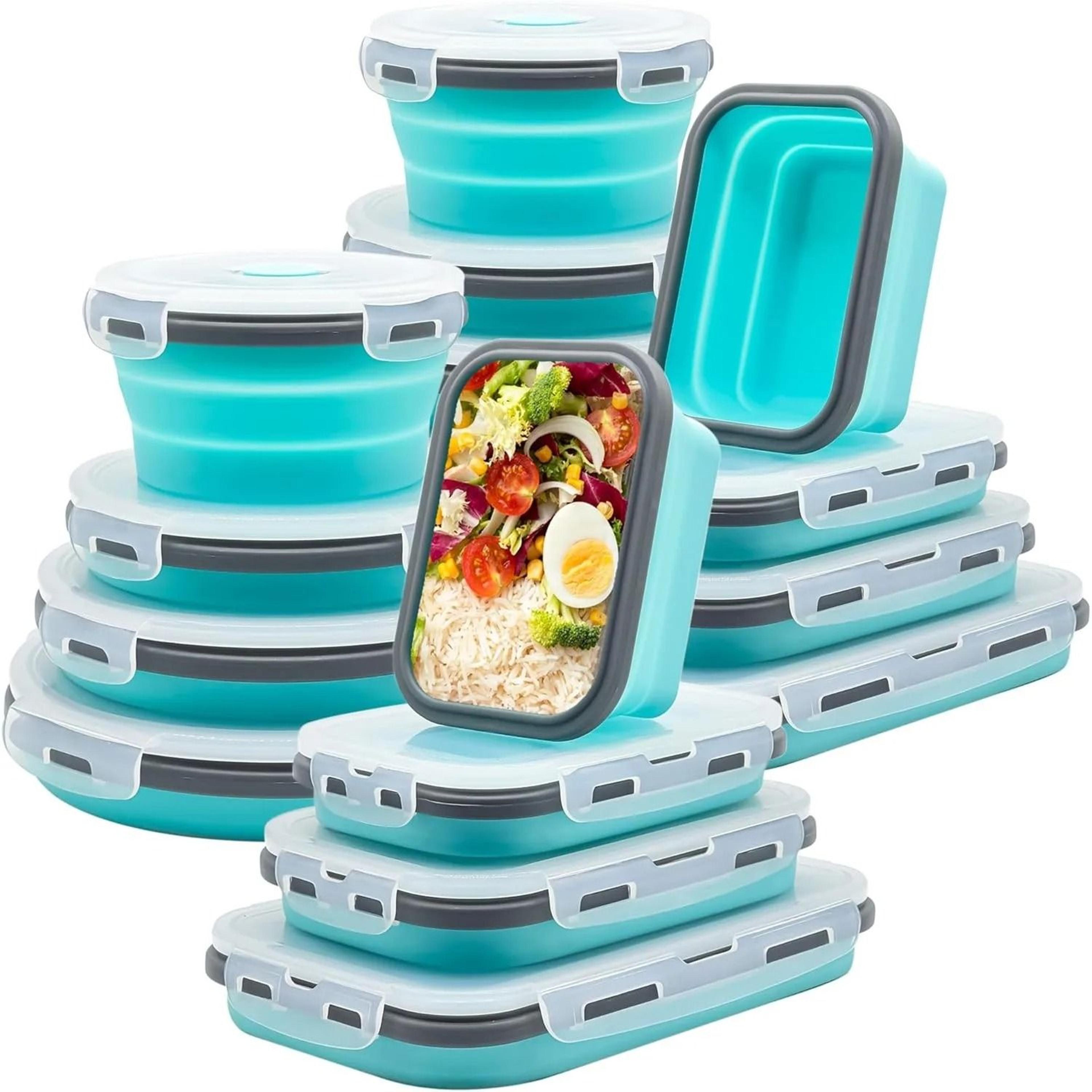 collapsible silicone food storage containers with lids
