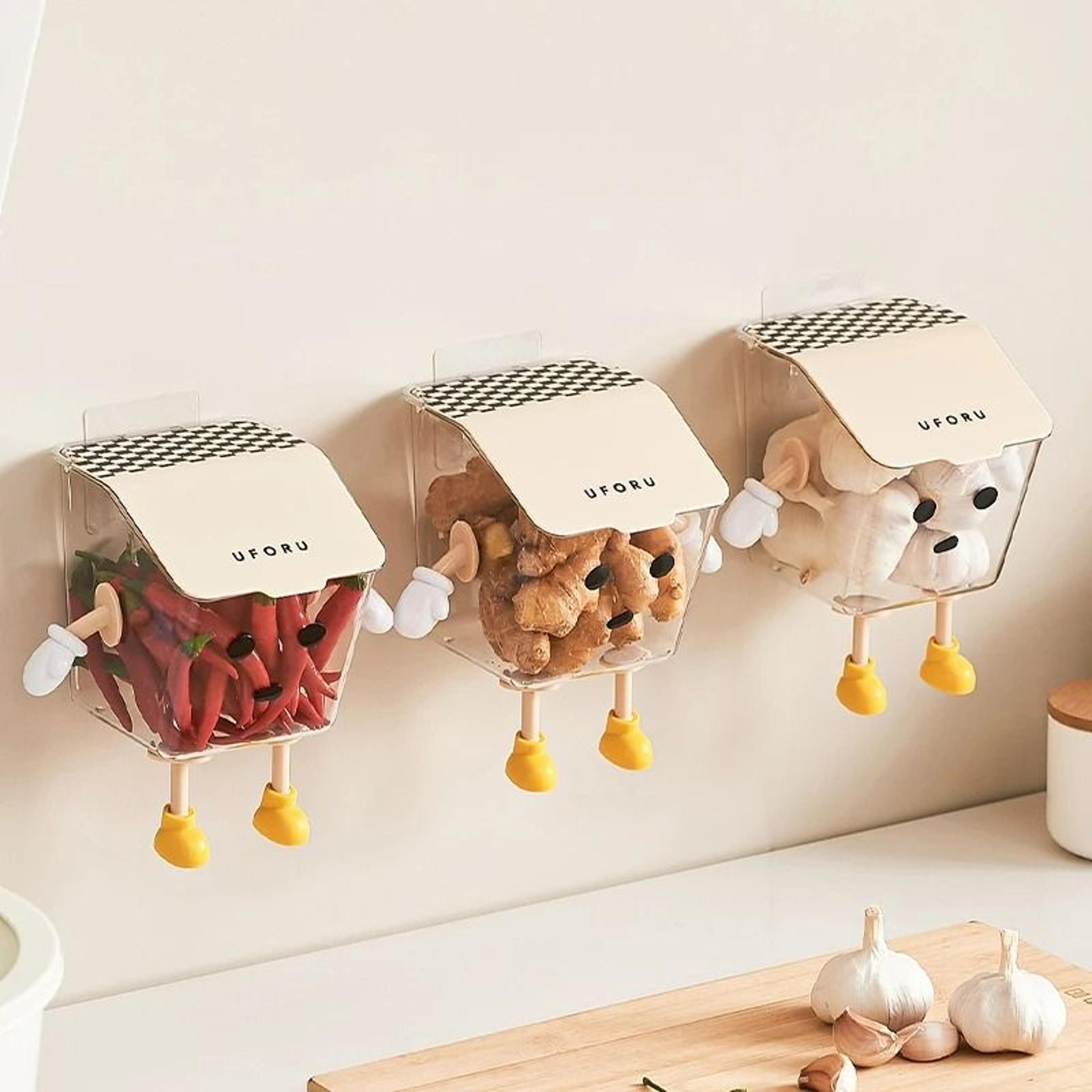 WallMounted Onion Ginger  Garlic Storage Basket Set 3