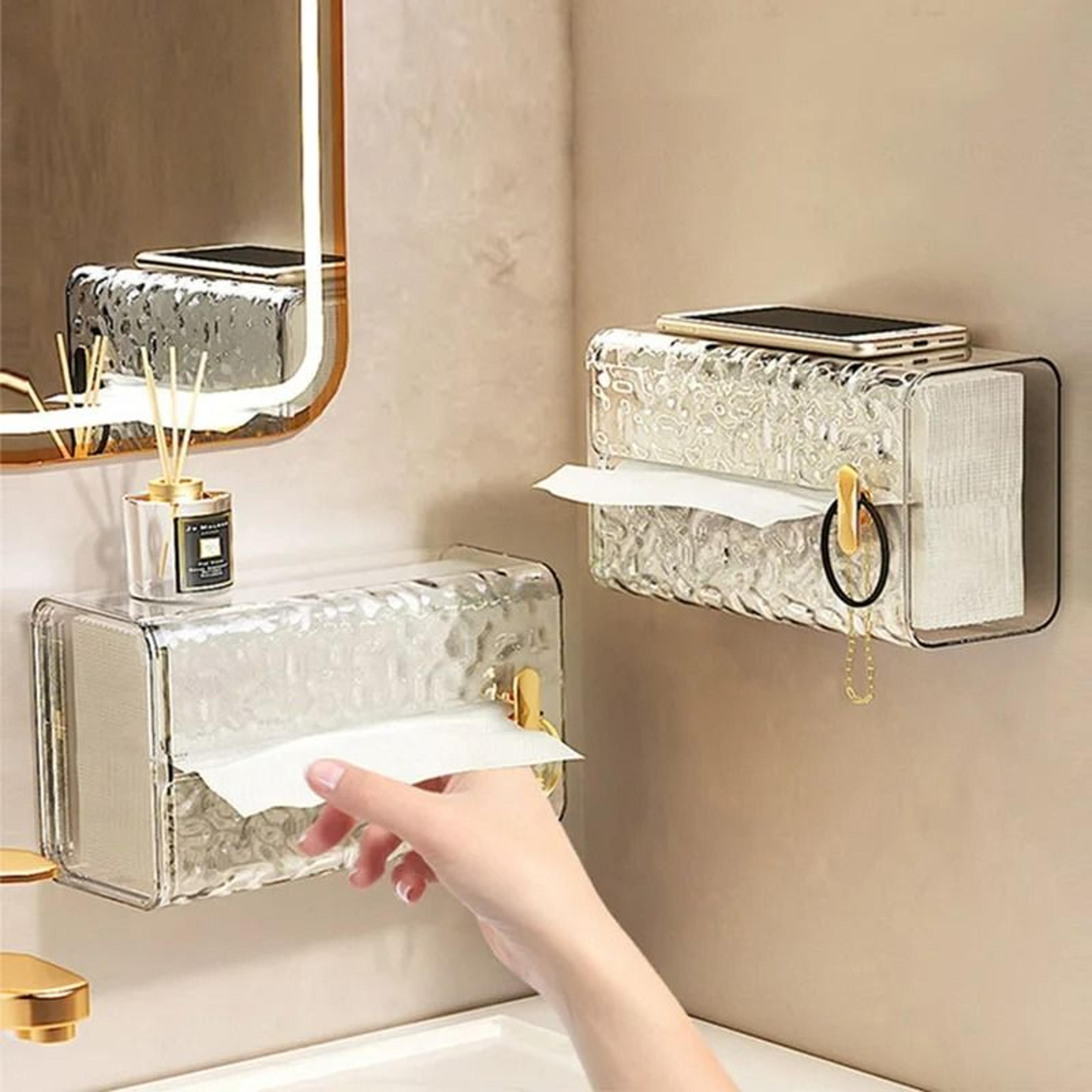 Transparent Wall Mounted Tissue Storage Box 0
