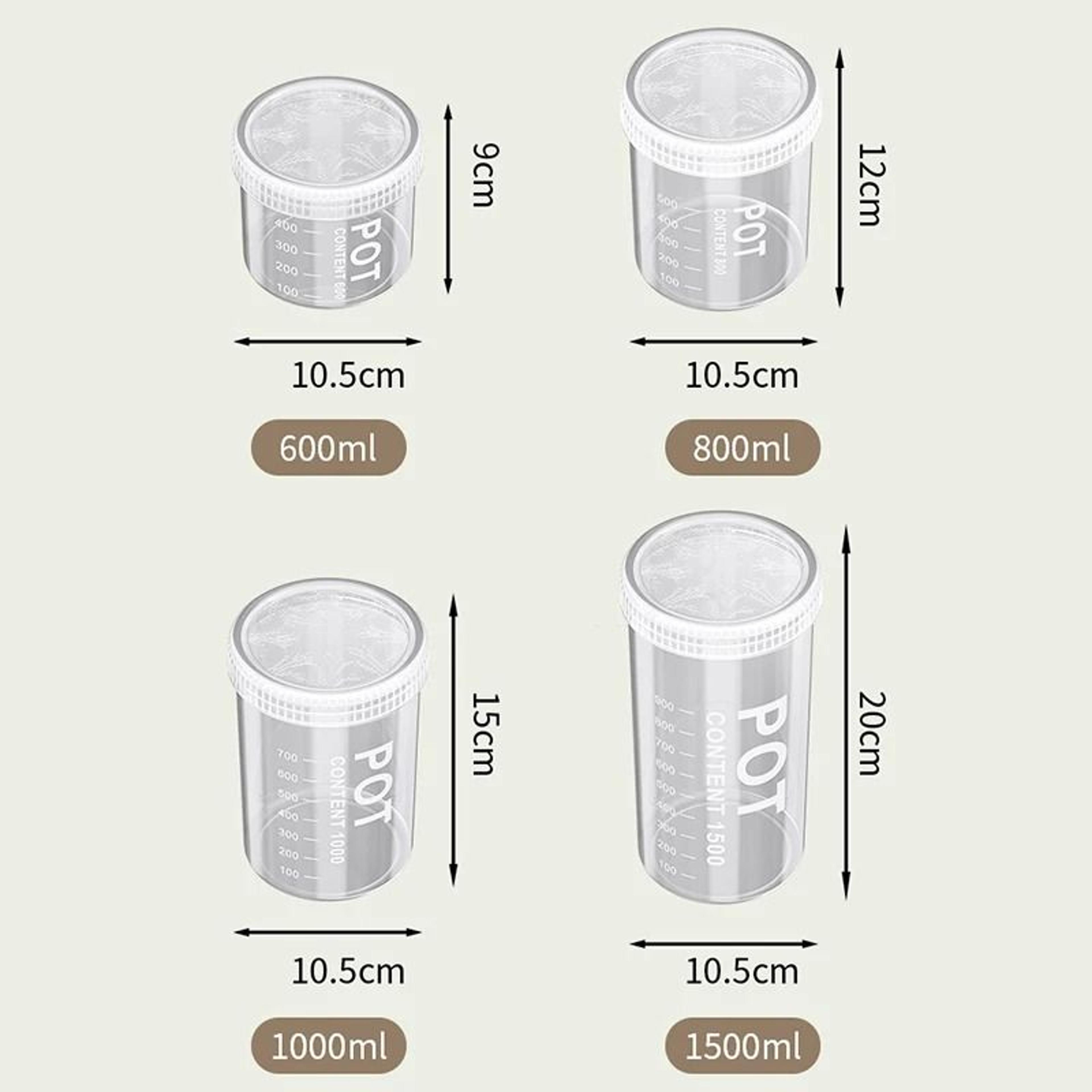Waterproof Sealed Storage Jar With Integrated Volume Scale 10