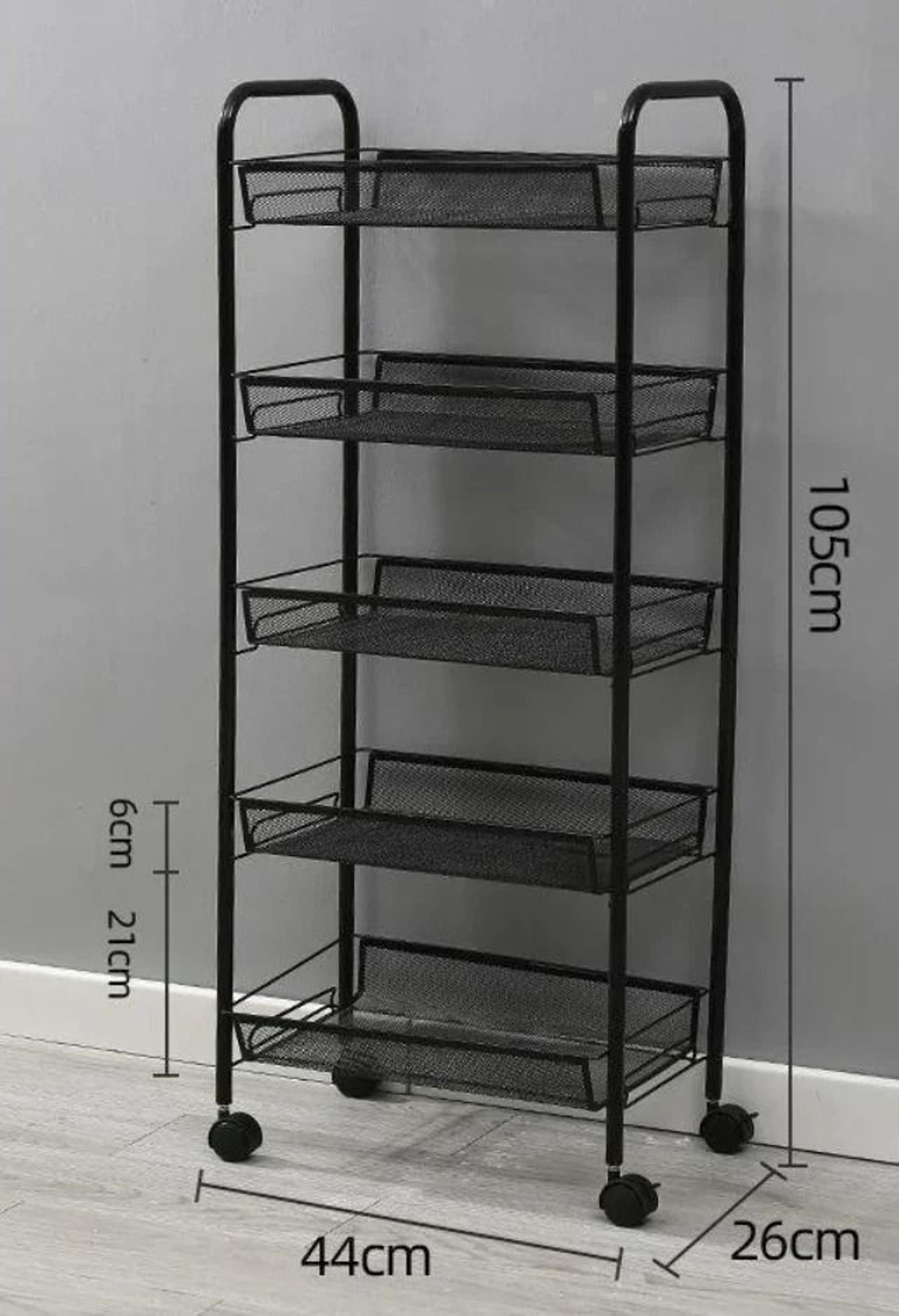 5Tier Rolling Storage Cart  Slim FloorStanding Utility Organizer With Wheels 13
