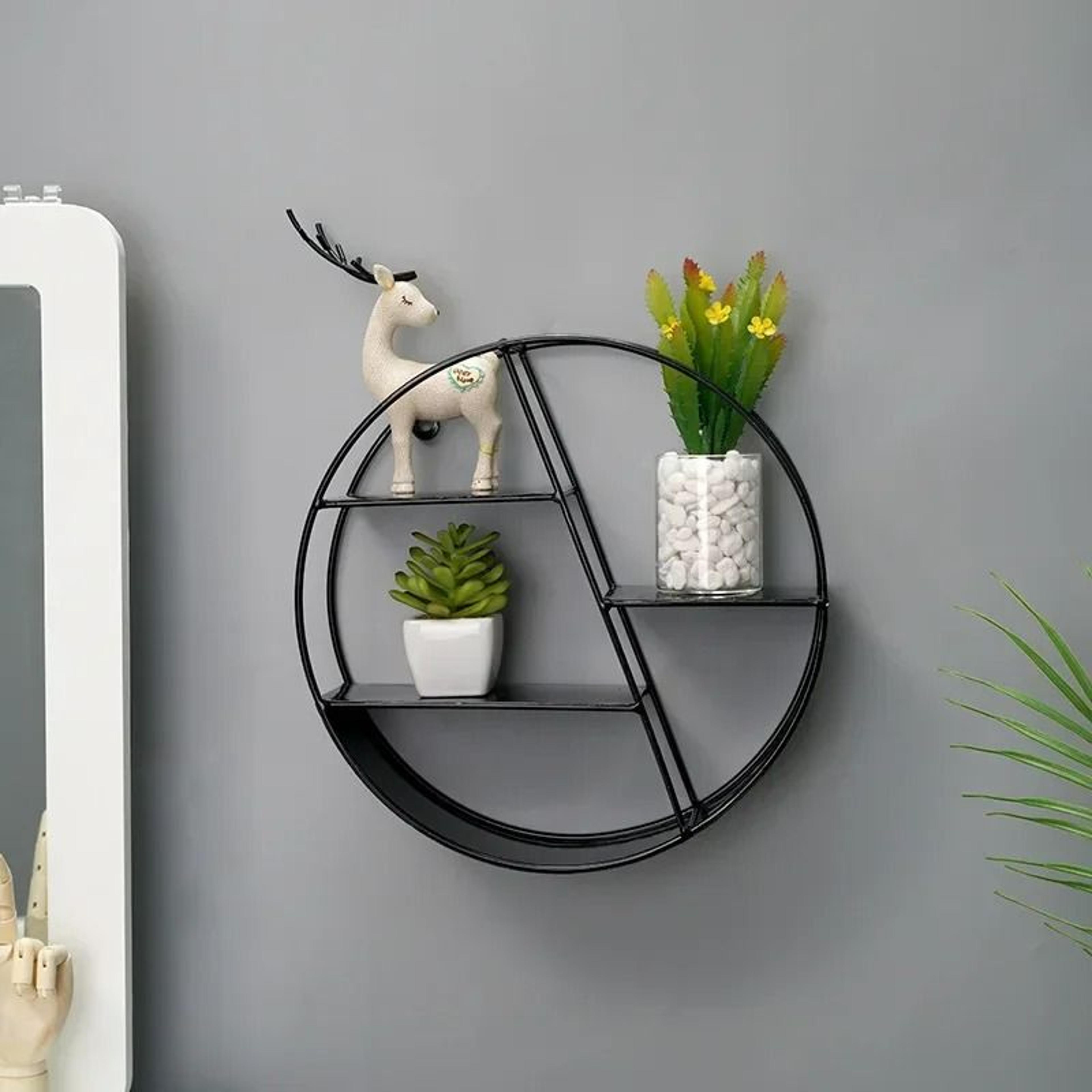 Wall Mounted Circular Floating Shelf  Geometric Nordic Decorative Display Rack 2