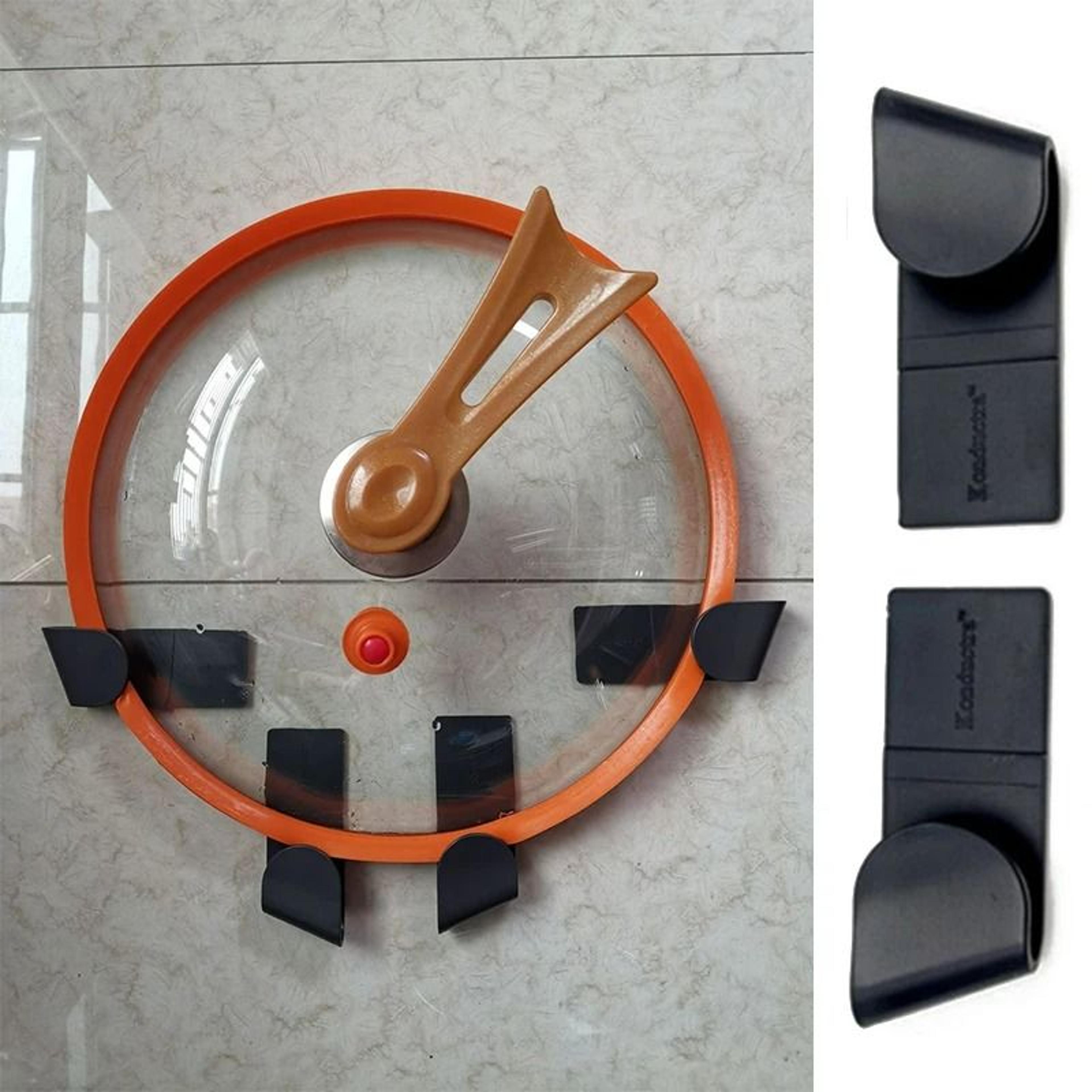 Adjustable WallMounted Pot Lid Holder  DrillFree Kitchen Cabinet Organizer Hooks 3
