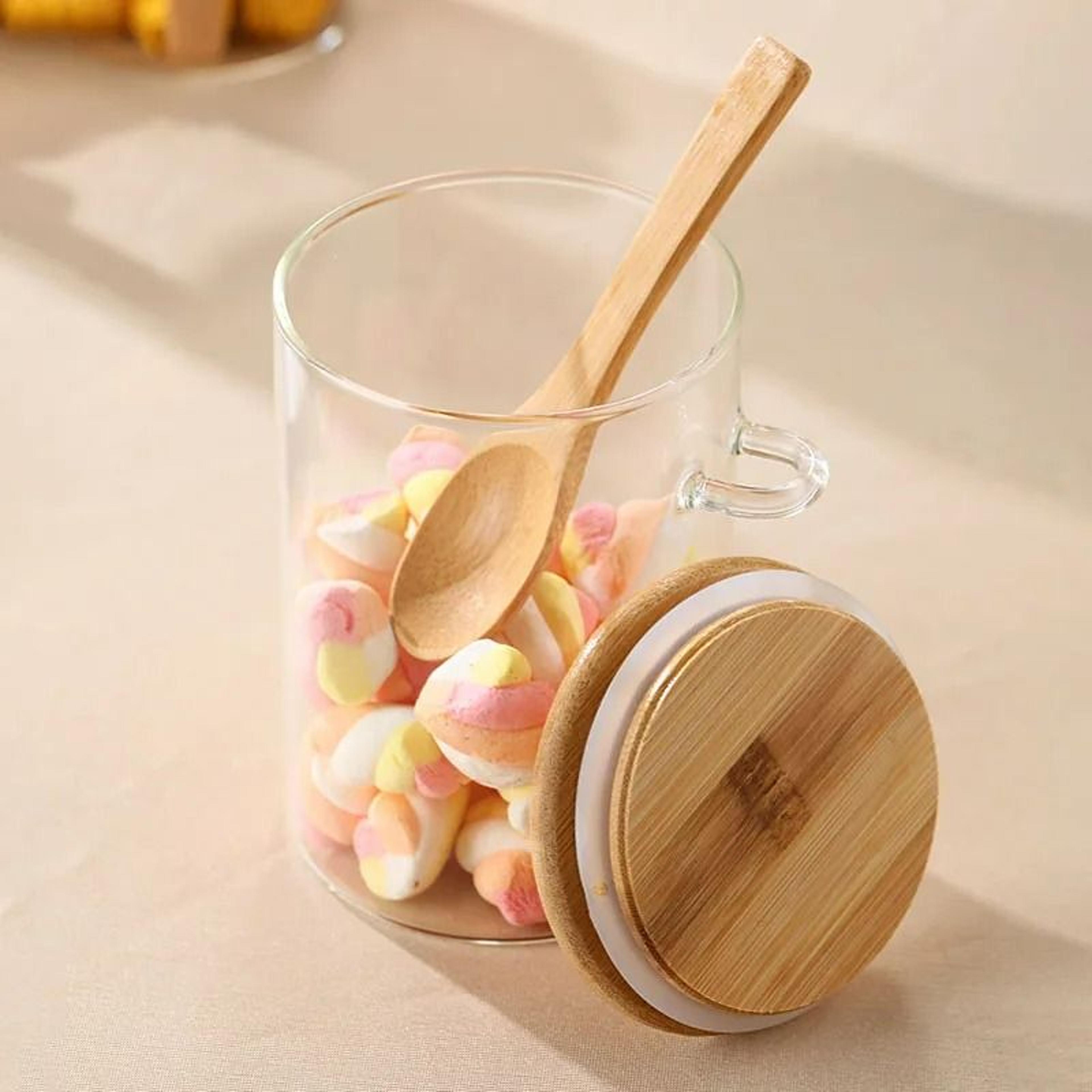 Glass Airtight Storage Canister  Premium HighBorosilicate Food Container With Hanging Wooden Spoon  3