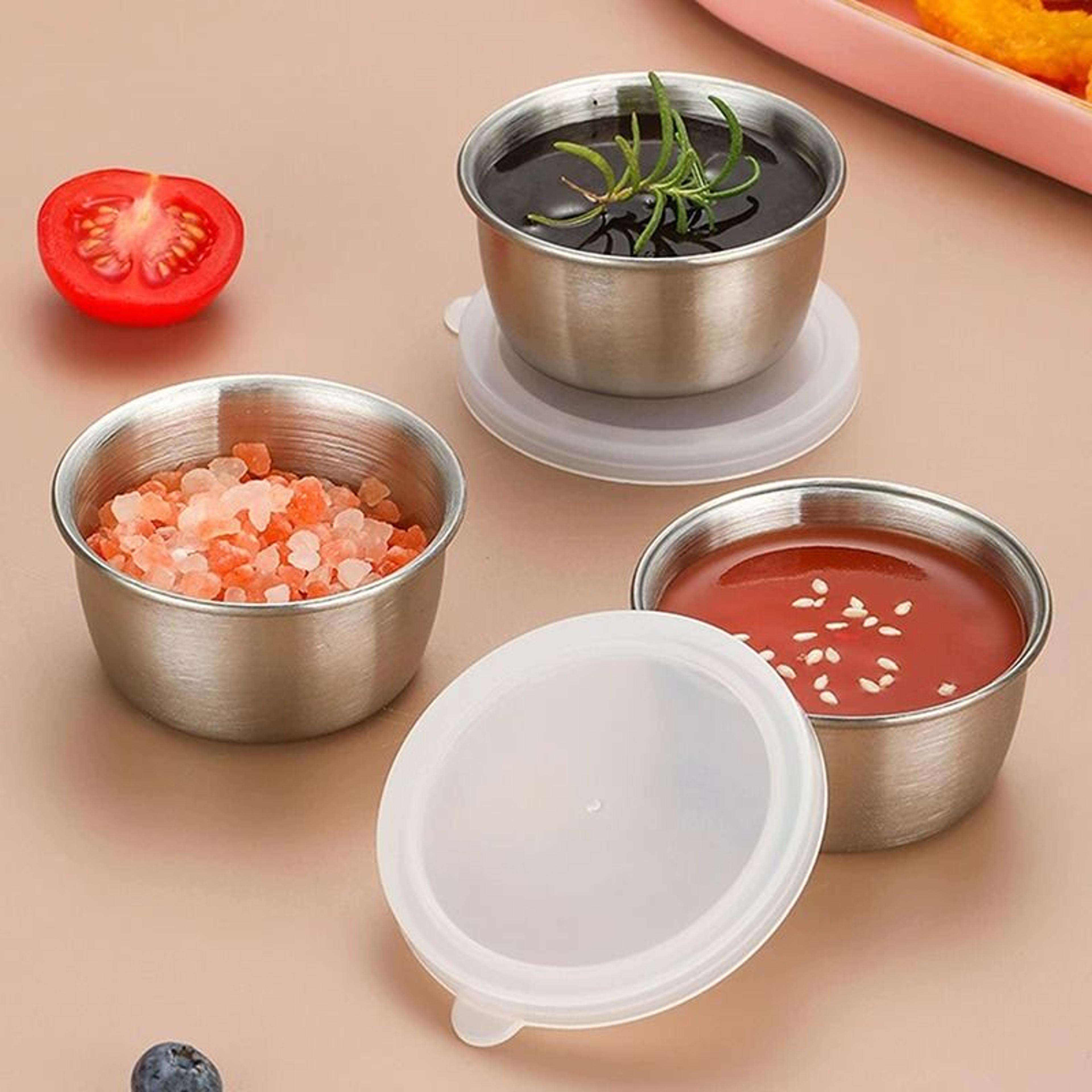 13oz Leakproof Salad Dressing Cup  Stainless Steel Small Sauce Container With Flexible Silicone Lid 2