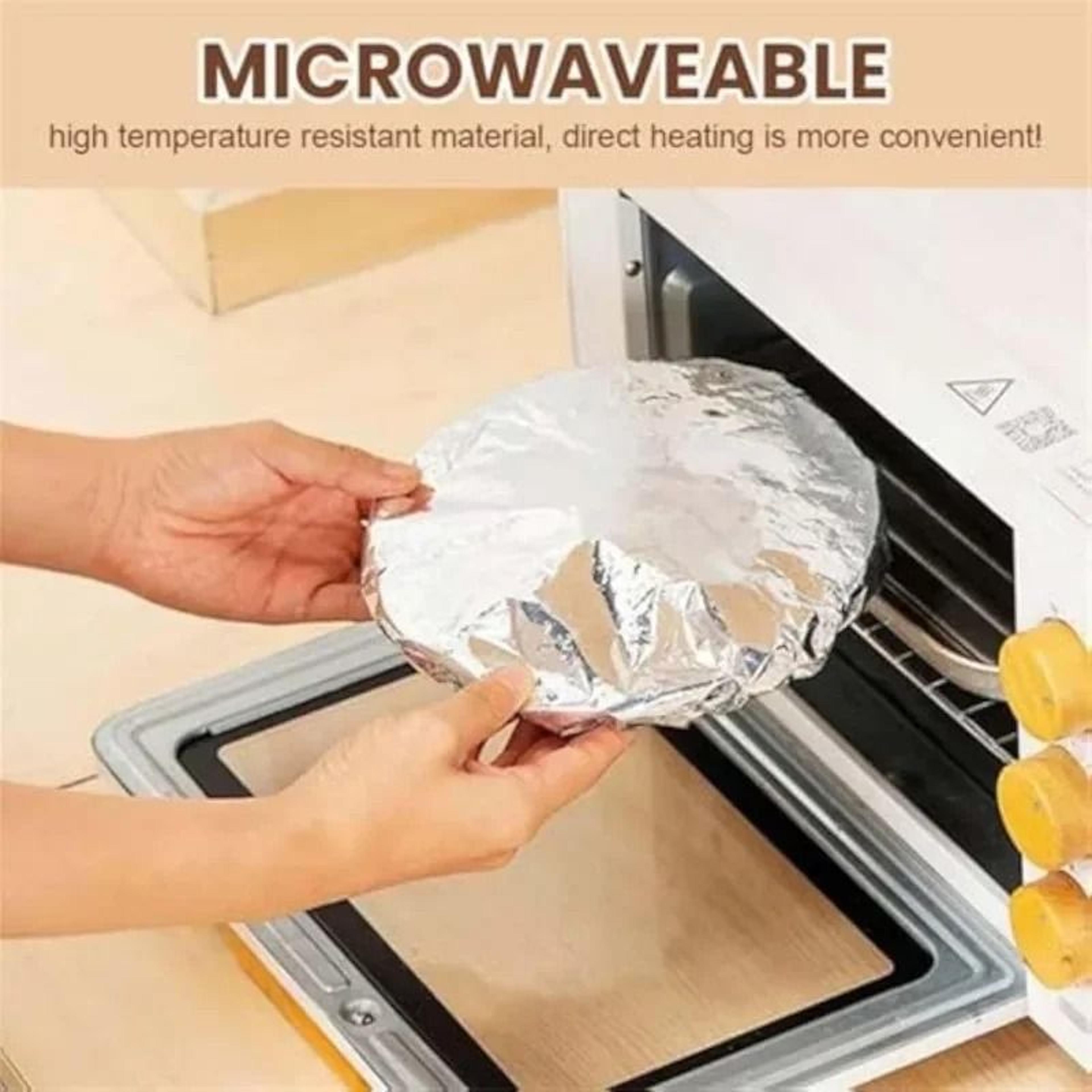 Elastic Aluminum Foil Insulation Covers  50Piece EcoFriendly Reusable Thermal Food Storage Caps 4