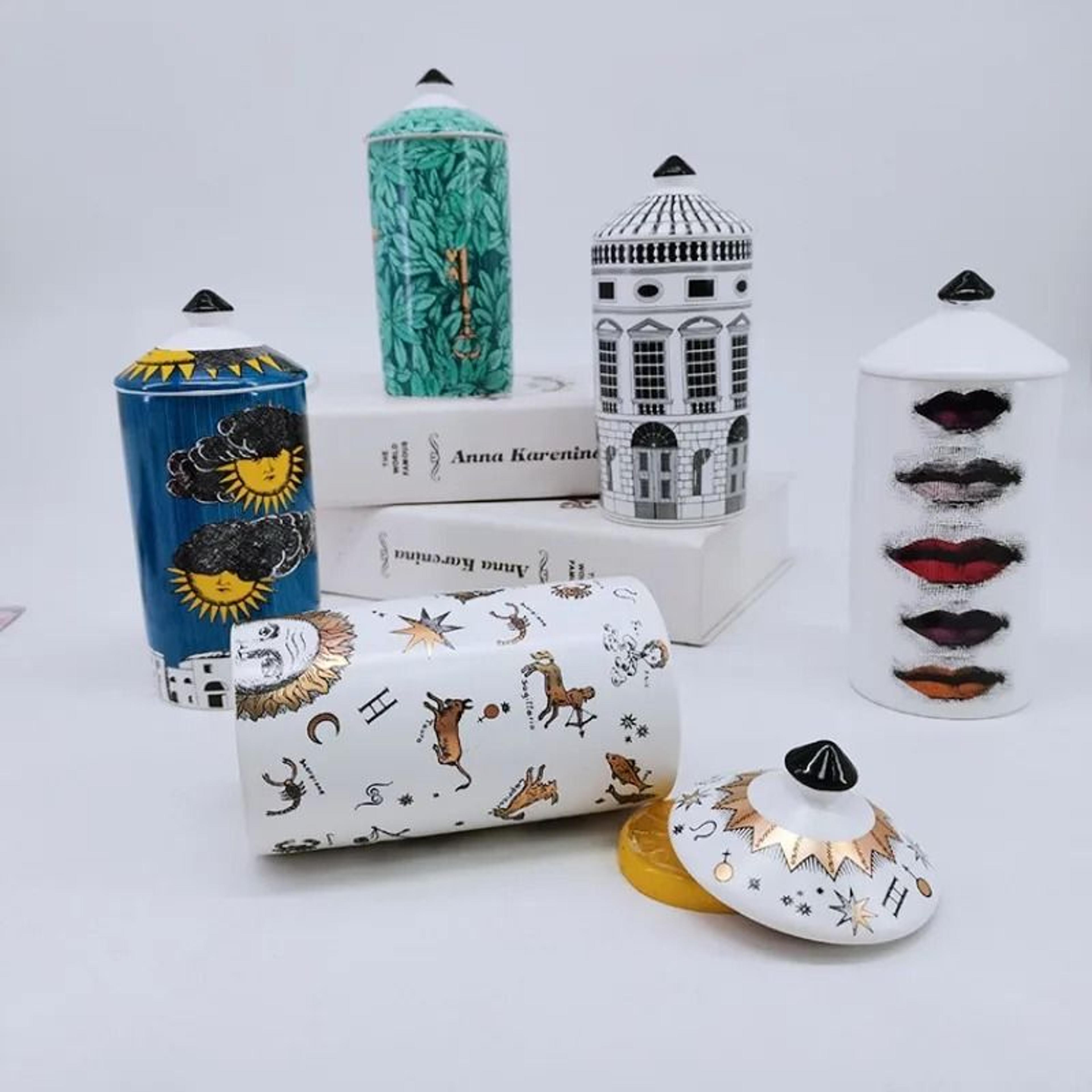 Ceramic Swab Storage Box  Modern Cosmetic Cotton Jar  Tabletop Building Craft Candle Holder 1
