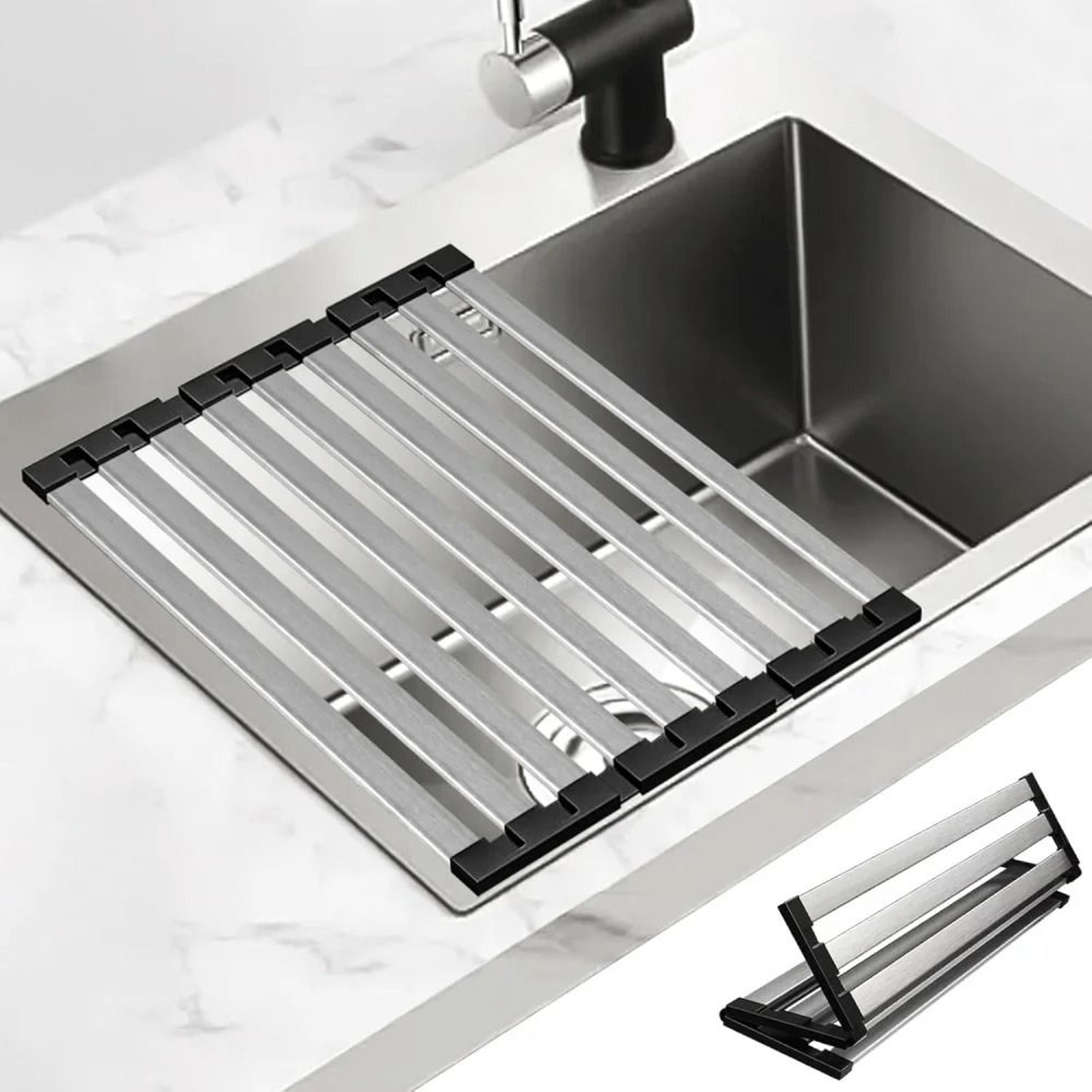 Stainless Steel Sink Drain Rack  Foldable Retractable Dish Storage  Drying Basket 0