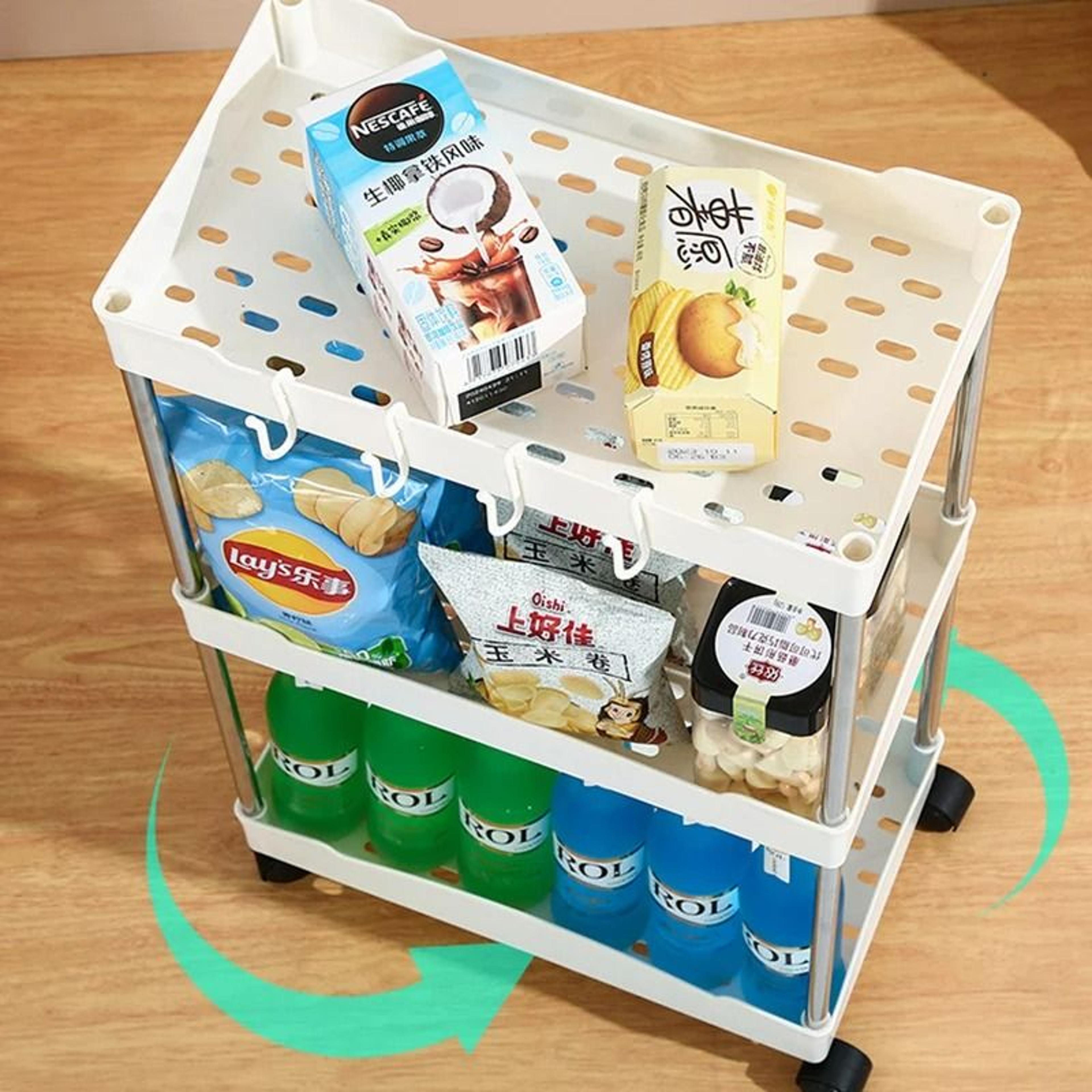 3Tier UltraThin Rolling Storage Cart  MultiFunction Slim Sliding Shelves For Kitchen  Bathroom 3