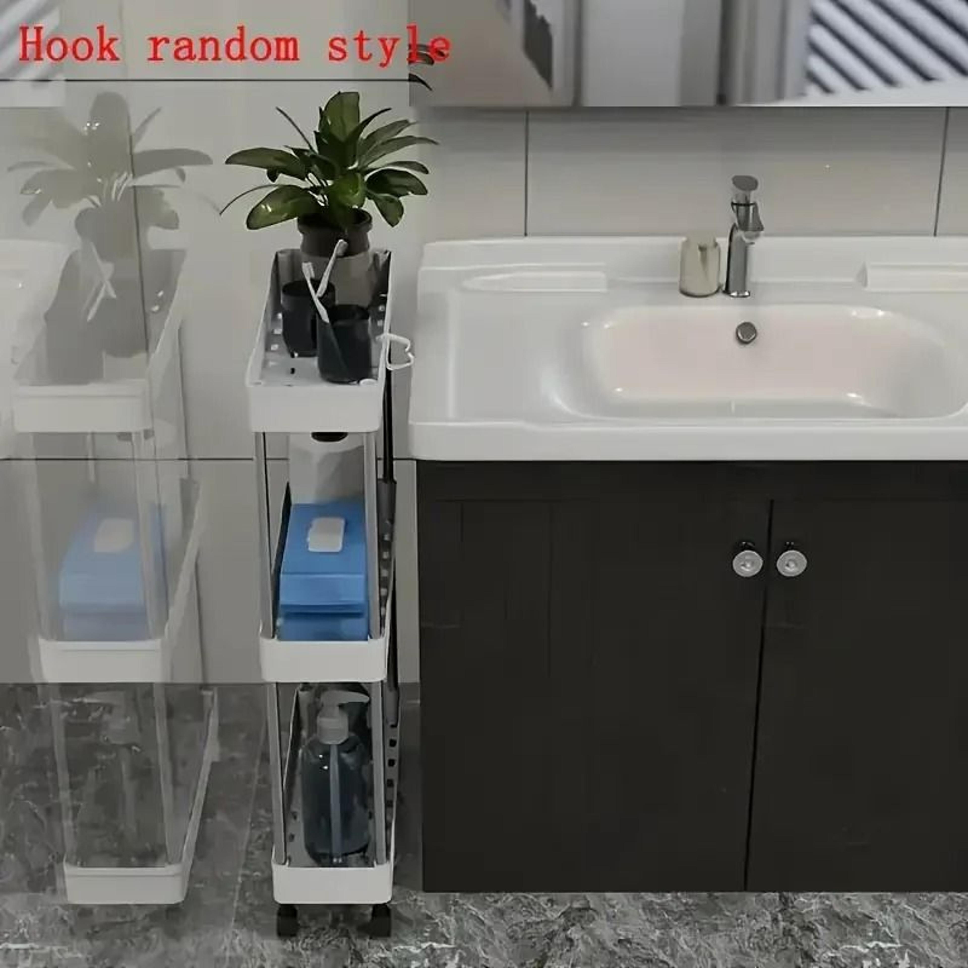 3Tier UltraThin Rolling Storage Cart  MultiFunction Slim Sliding Shelves For Kitchen  Bathroom 5