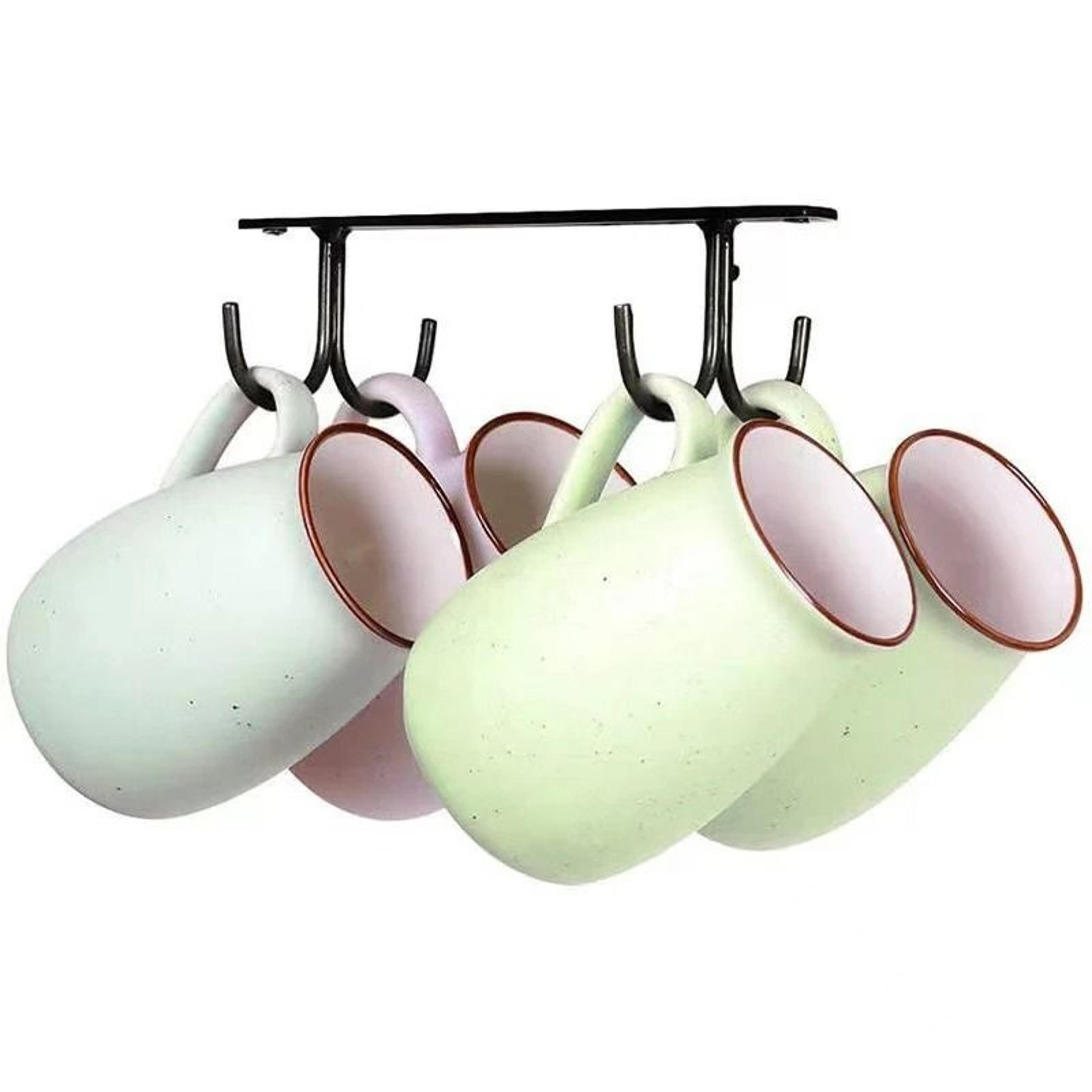 UnderCabinet Hanging Mug Rack  4 Hooks 0