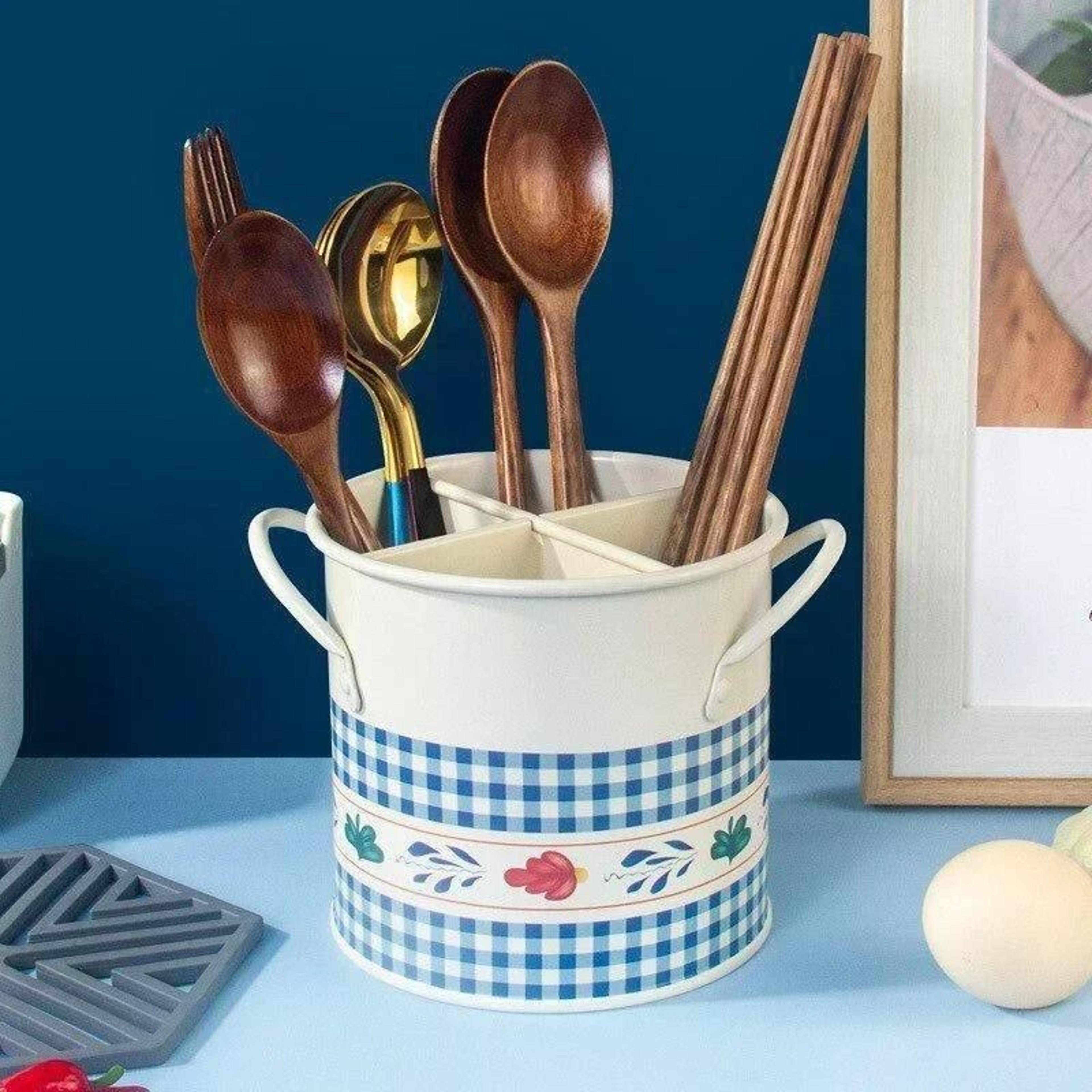 Retro MultiCompartment Tableware Storage Bucket  Draining Rack 2