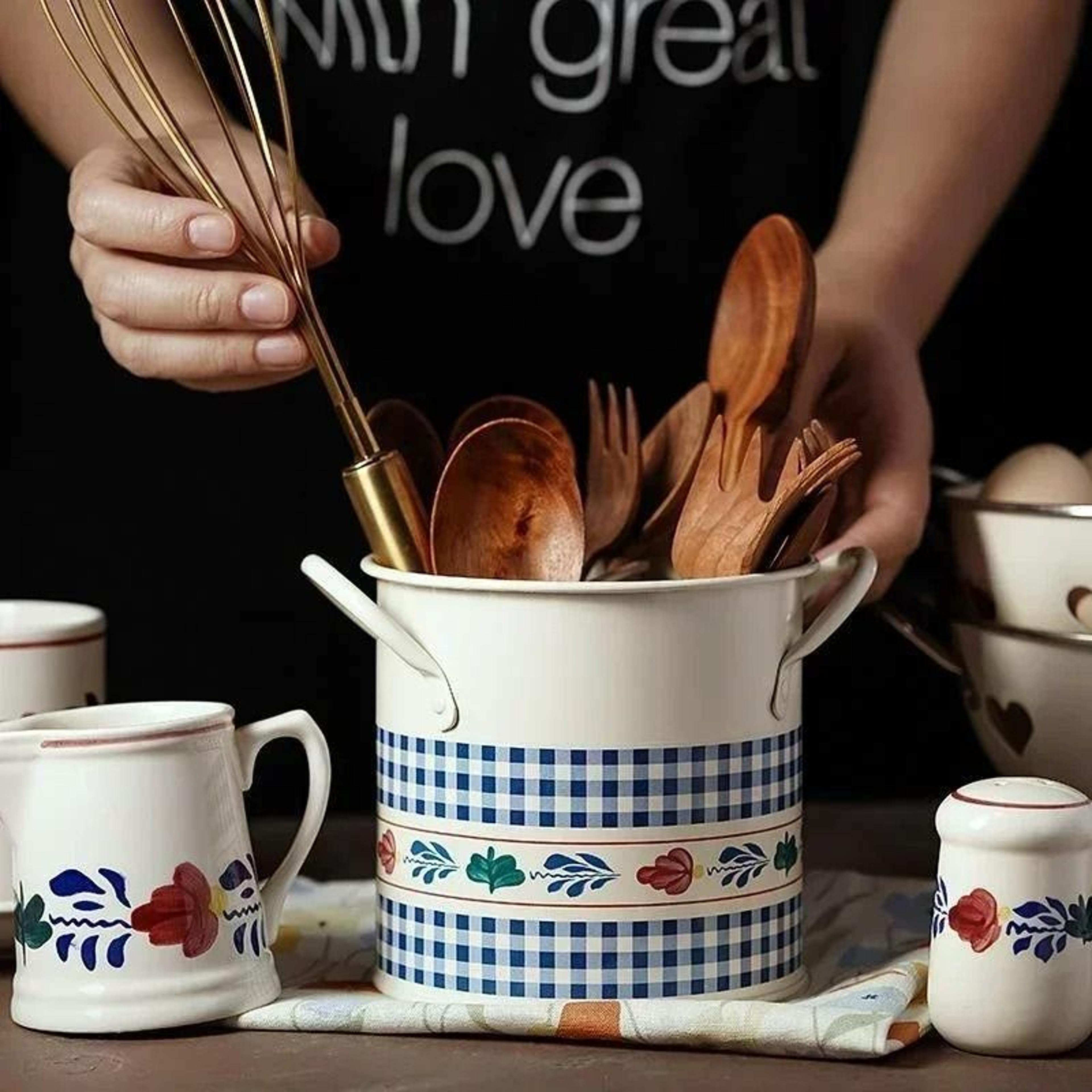 Retro MultiCompartment Tableware Storage Bucket  Draining Rack 4