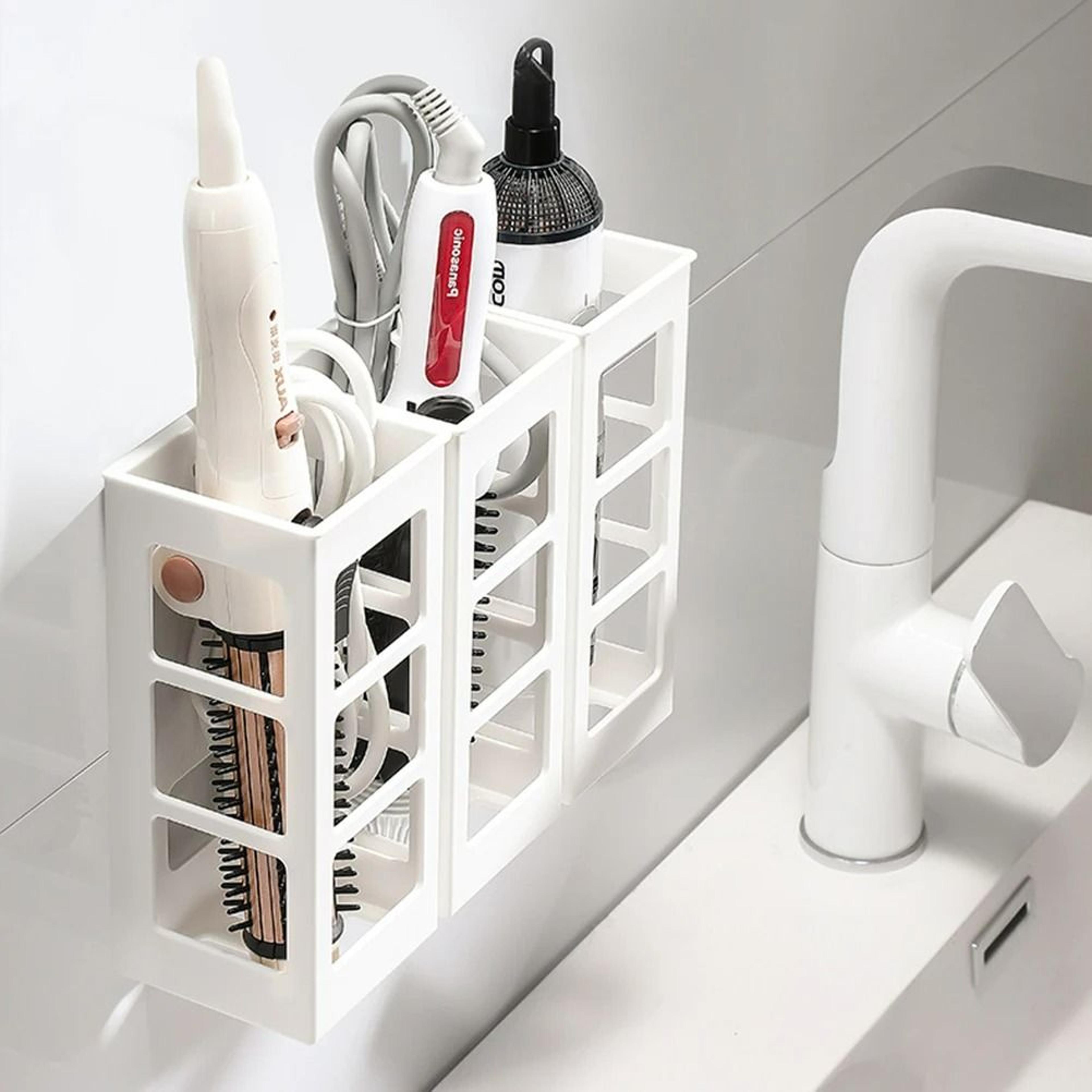 wall-mounted curling iron organizer and hair straightener holder