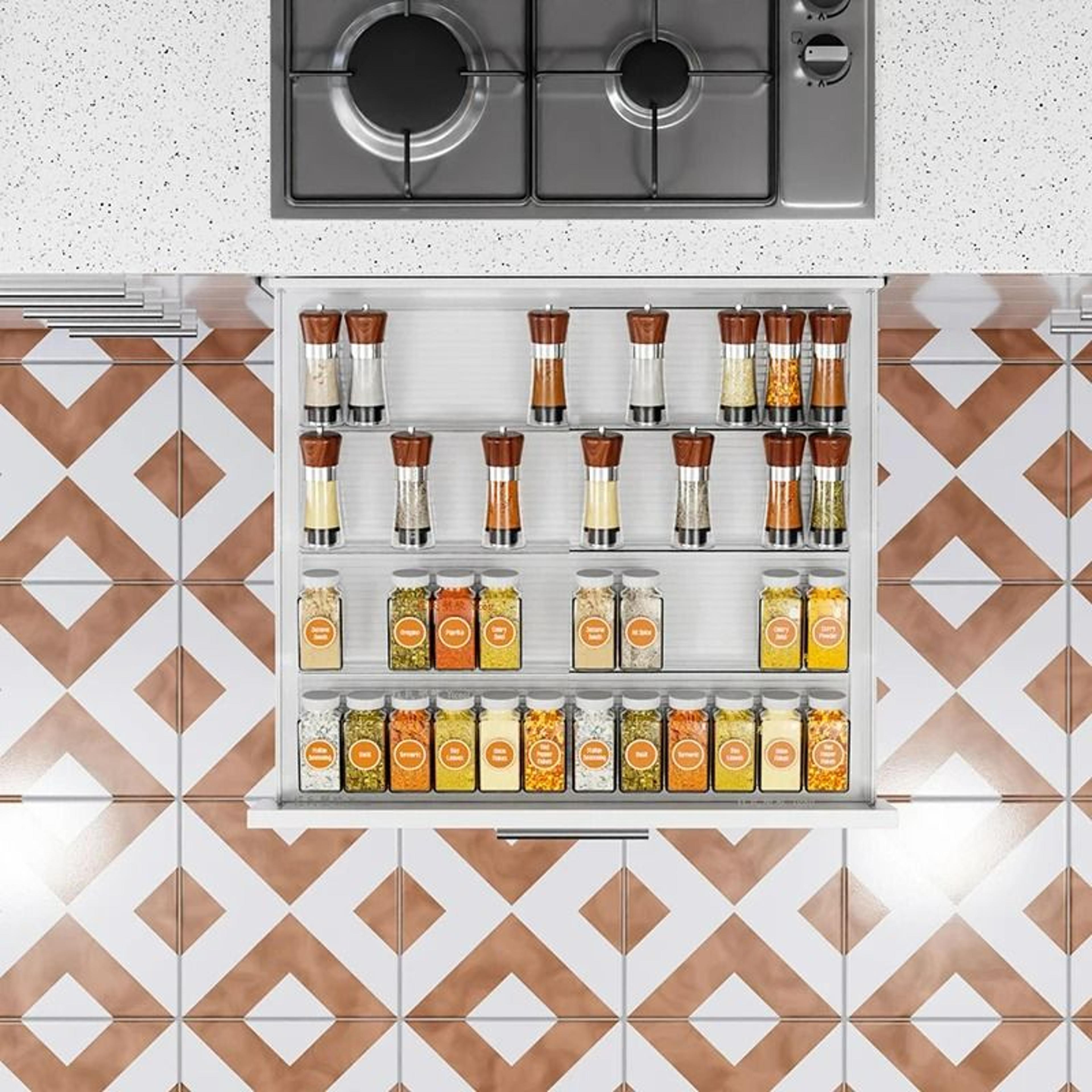 Adjustable Stepped Kitchen Drawer Spice Rack And Seasoning Bottle Organizer 3
