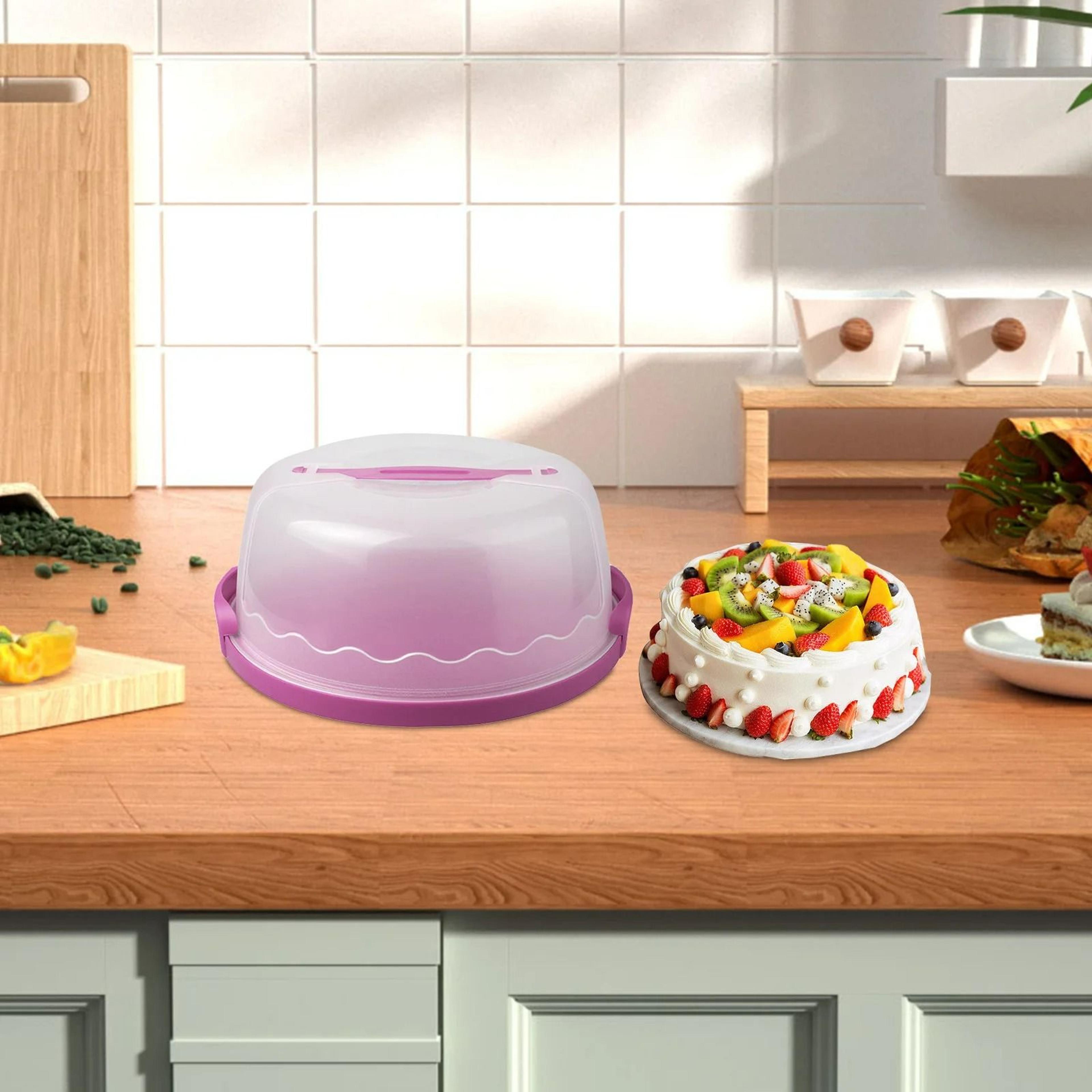 Portable Plastic Cake Box And Pastry Carrier With Foldable Handle 3