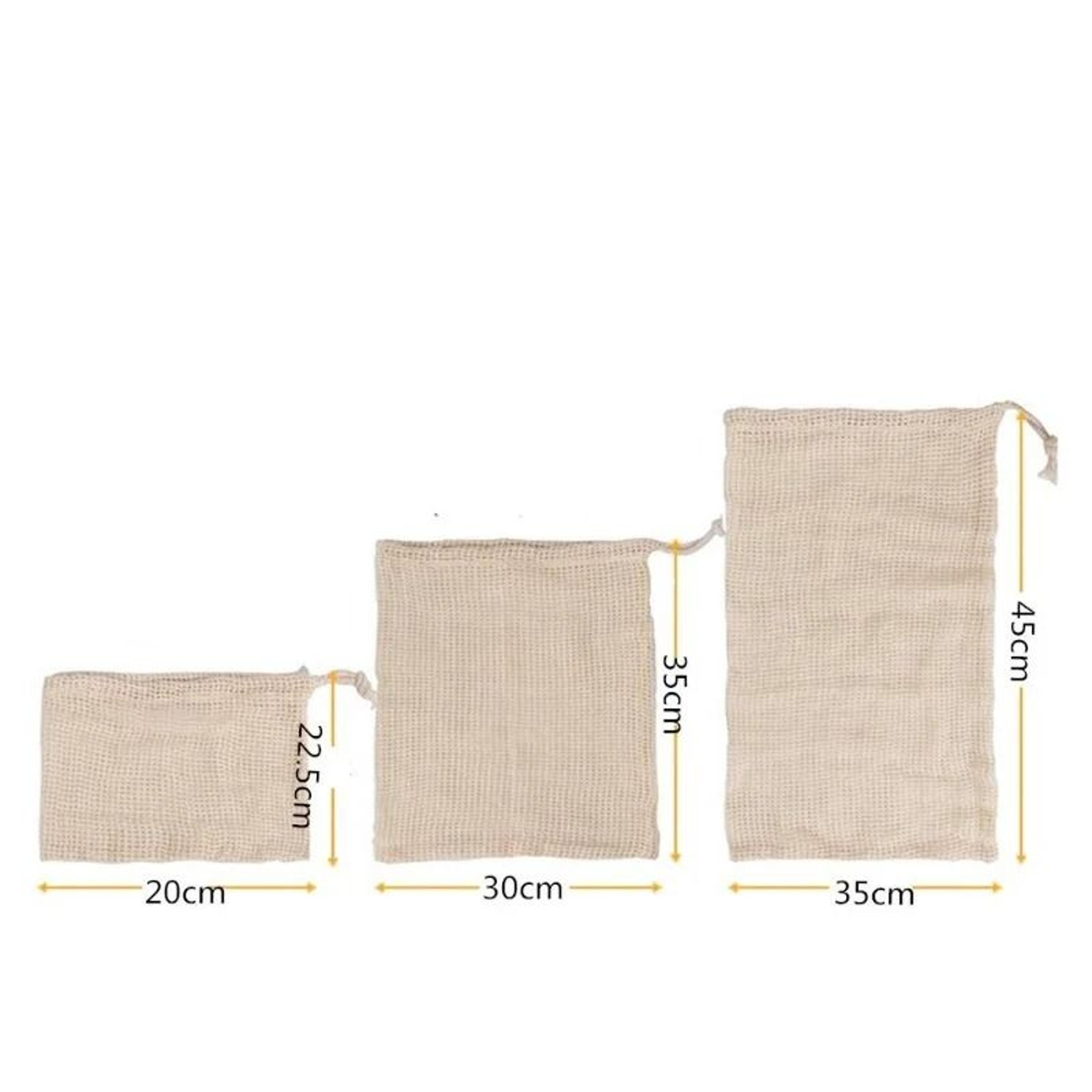 Reusable Cotton Mesh Produce Bags  Washable Vegetable Storage Set 3Piece Bundle 1