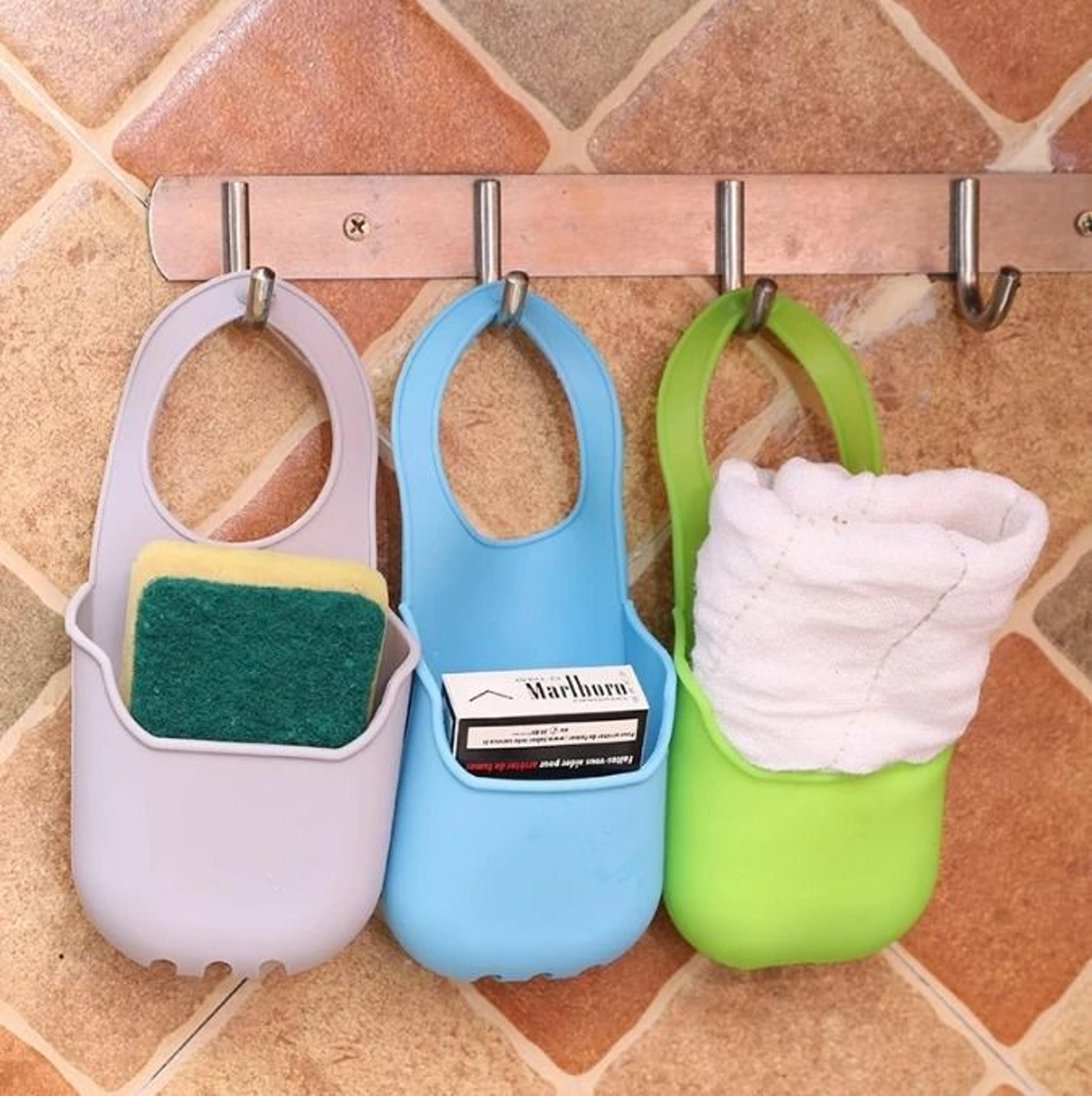 Adjustable Hanging Sink Drain Rack  Flexible Sponge Storage Basket 5
