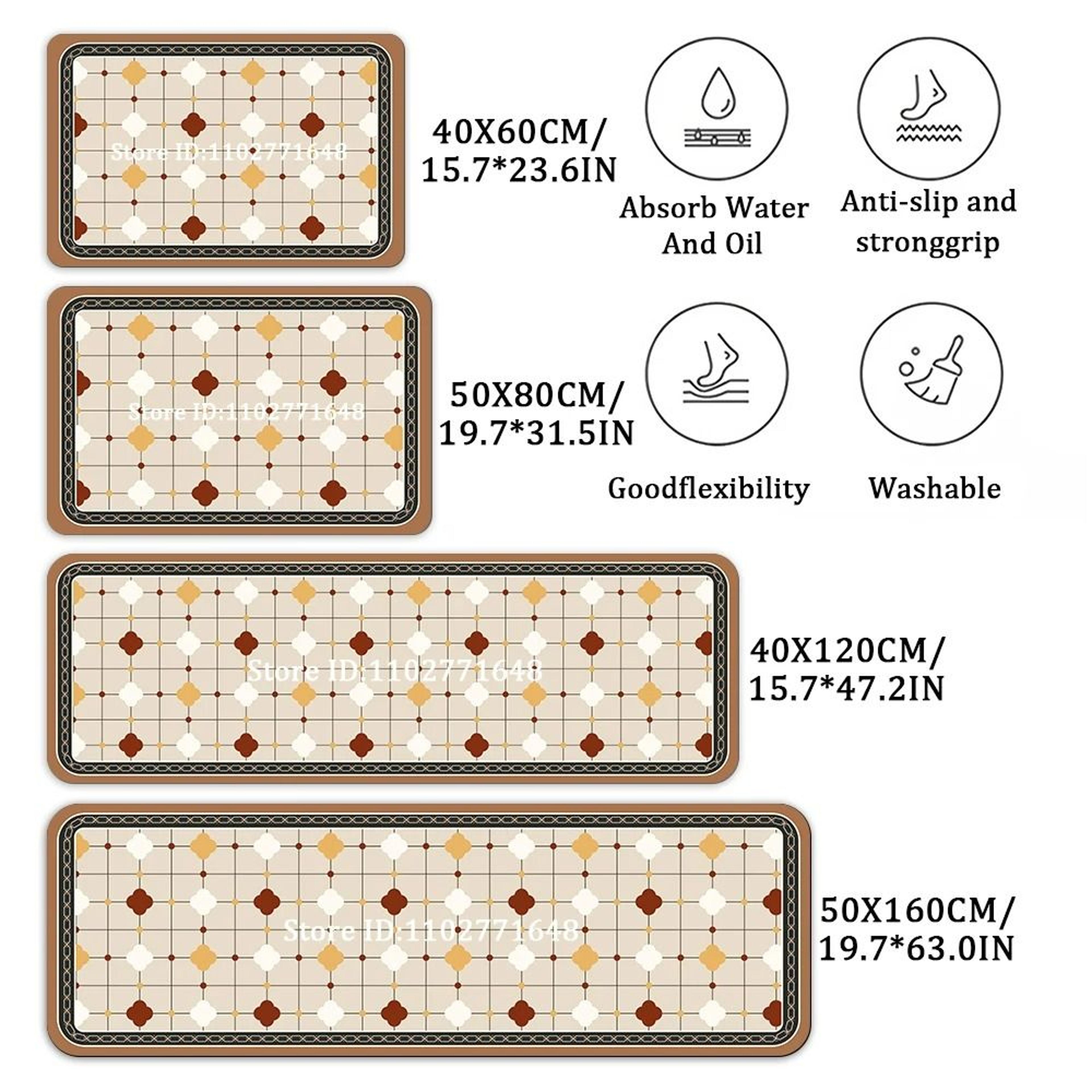 Colorful NonSlip Kitchen Carpet  Washable Absorbent Floor Mat 3