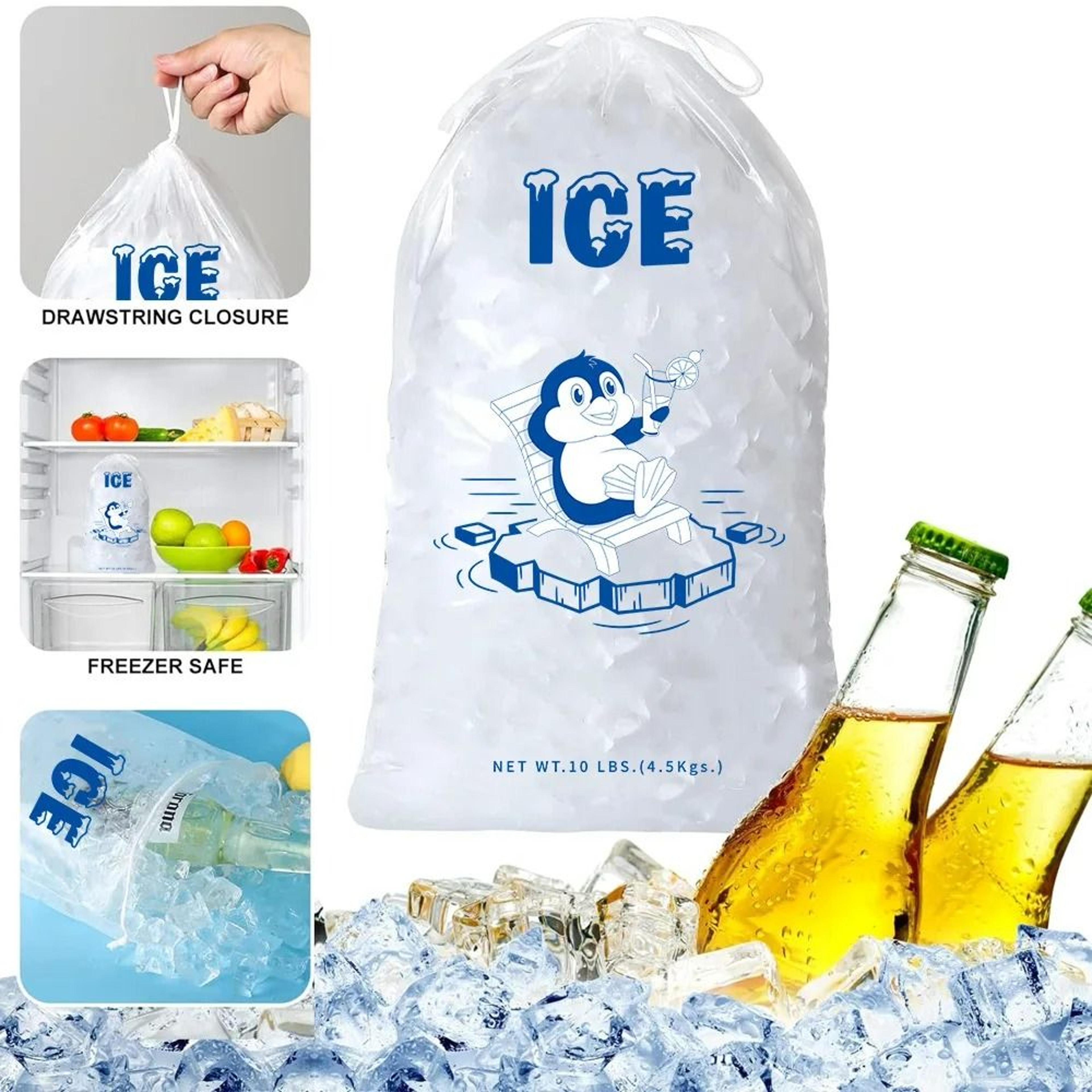 10Pack HeavyDuty Ice Bags With Drawstring For Ice Machines 3