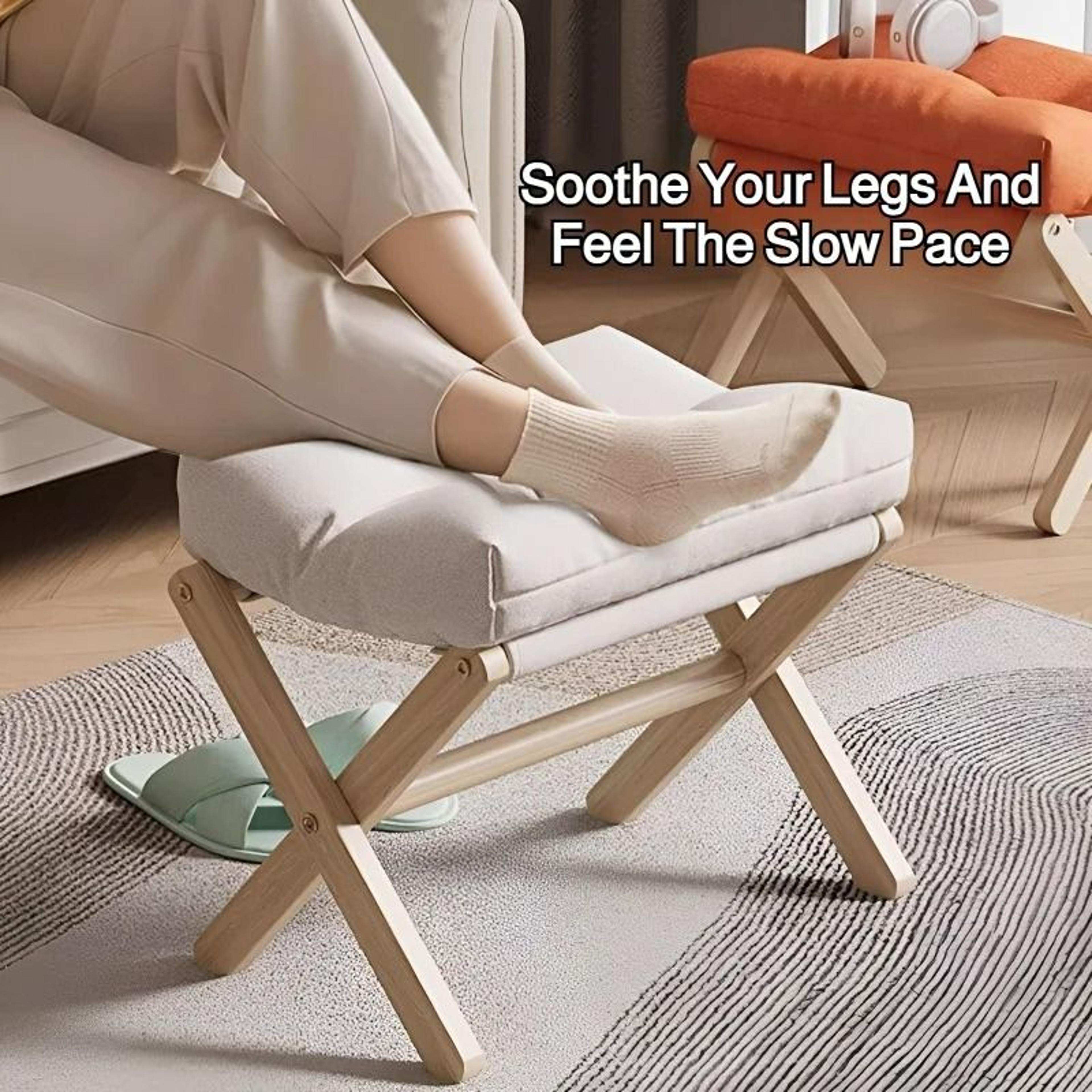 Solid Wood Shoe Changing Stool  Folding Low Footstool 0
