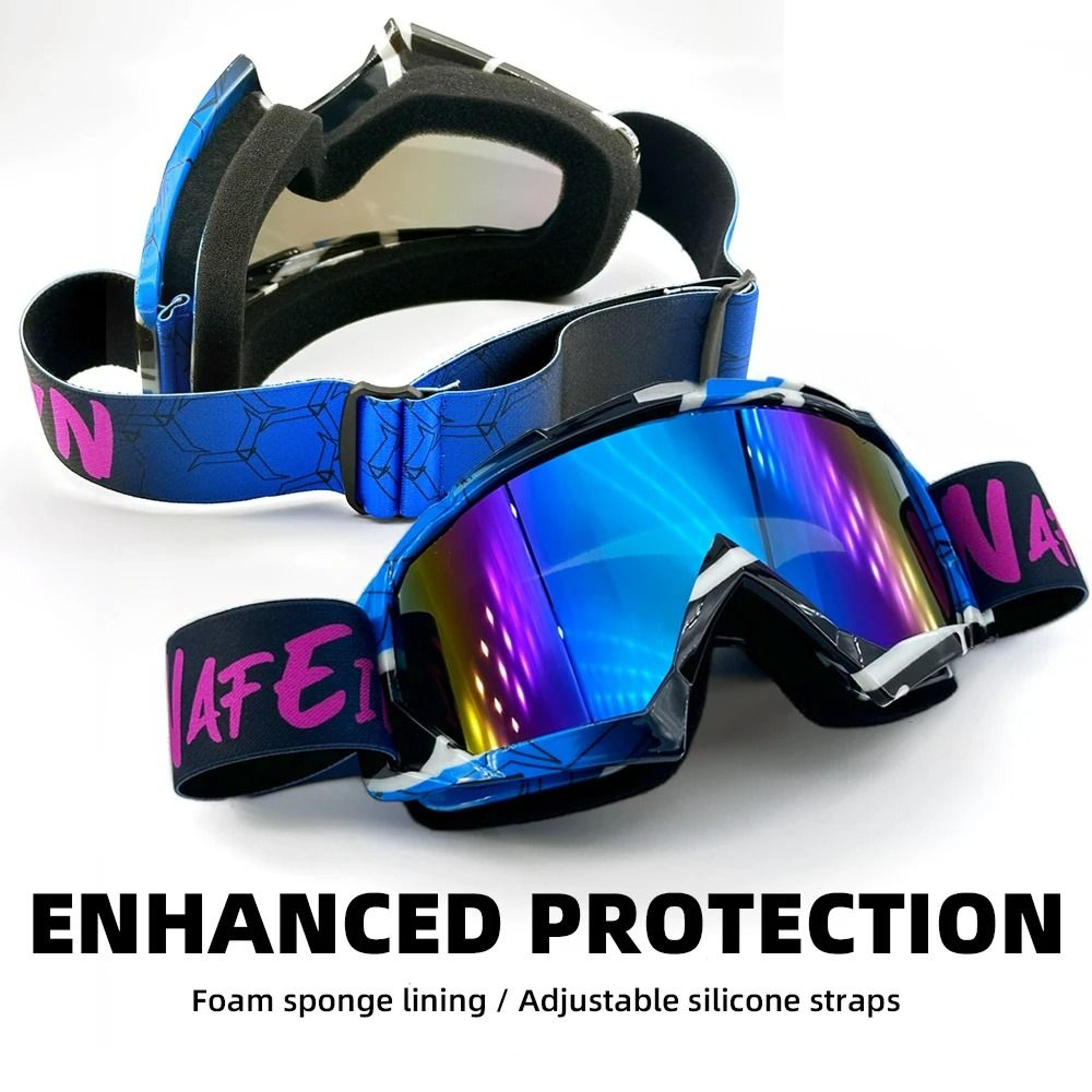 windproof purple motocross goggles & uv400 protective riding glasses