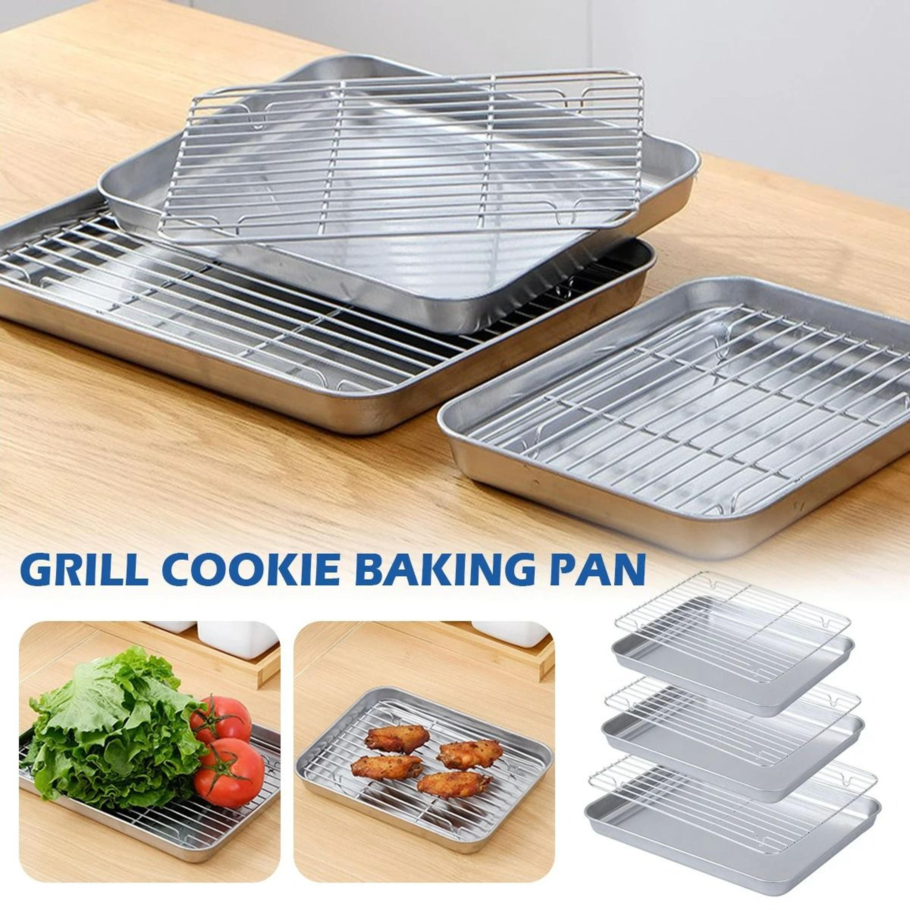 Stainless Steel Baking Pan Tray  HeavyDuty Removable Wire Cooling Rack 2