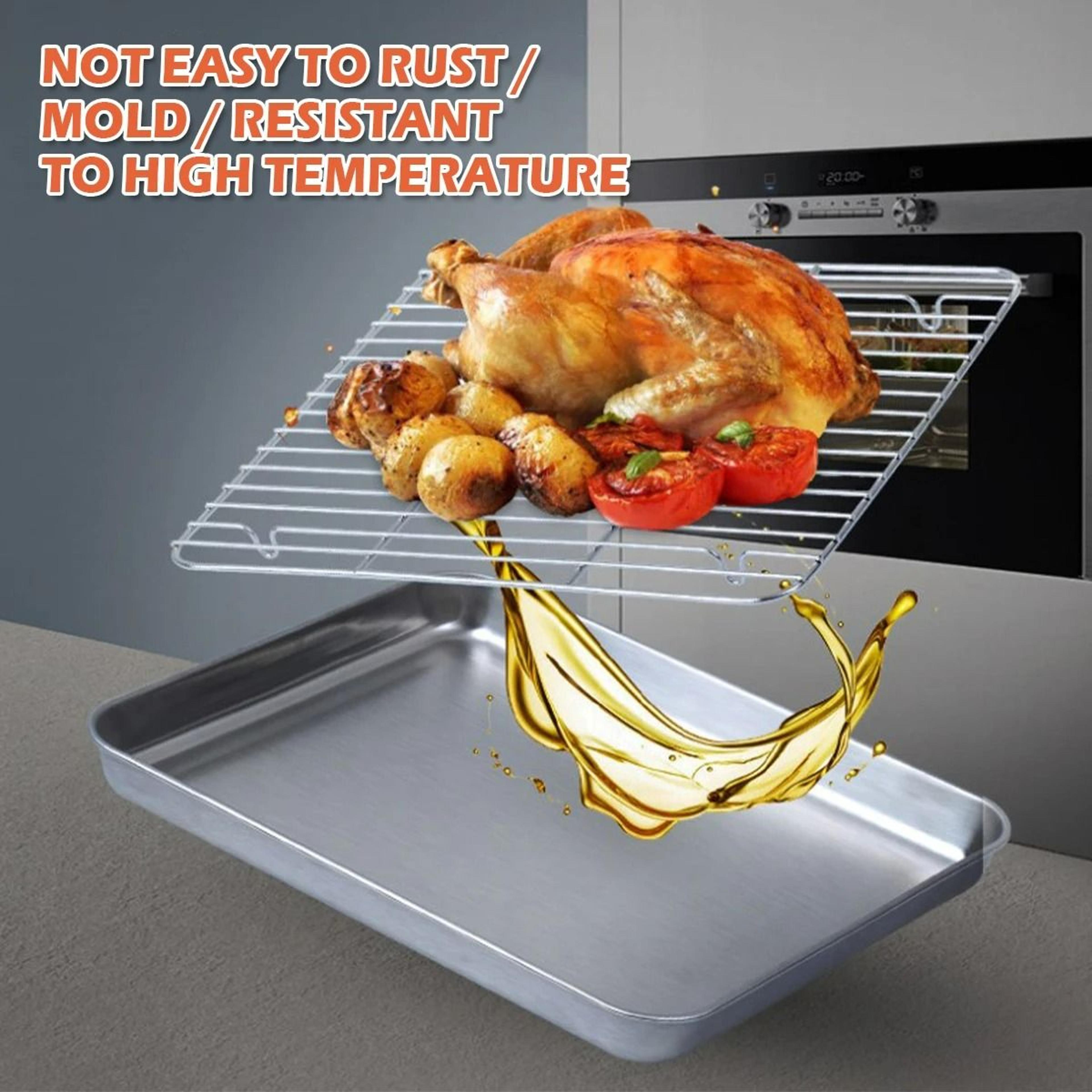 Stainless Steel Baking Pan Tray  HeavyDuty Removable Wire Cooling Rack 5