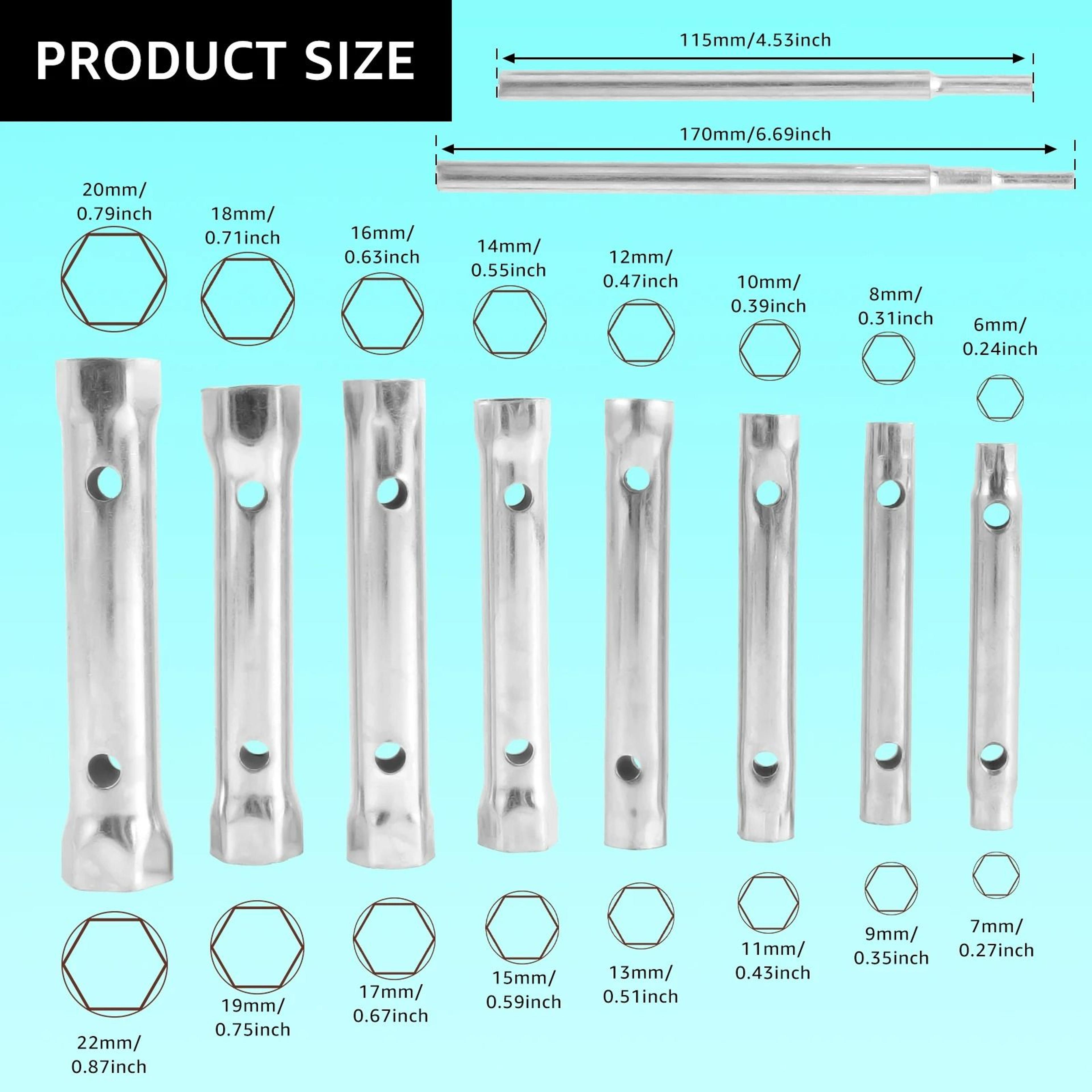 10Piece HeavyDuty Carbon Steel Shower Valve Socket Wrench Set  DoubleEnded Tubular Plumbing Spanner 7