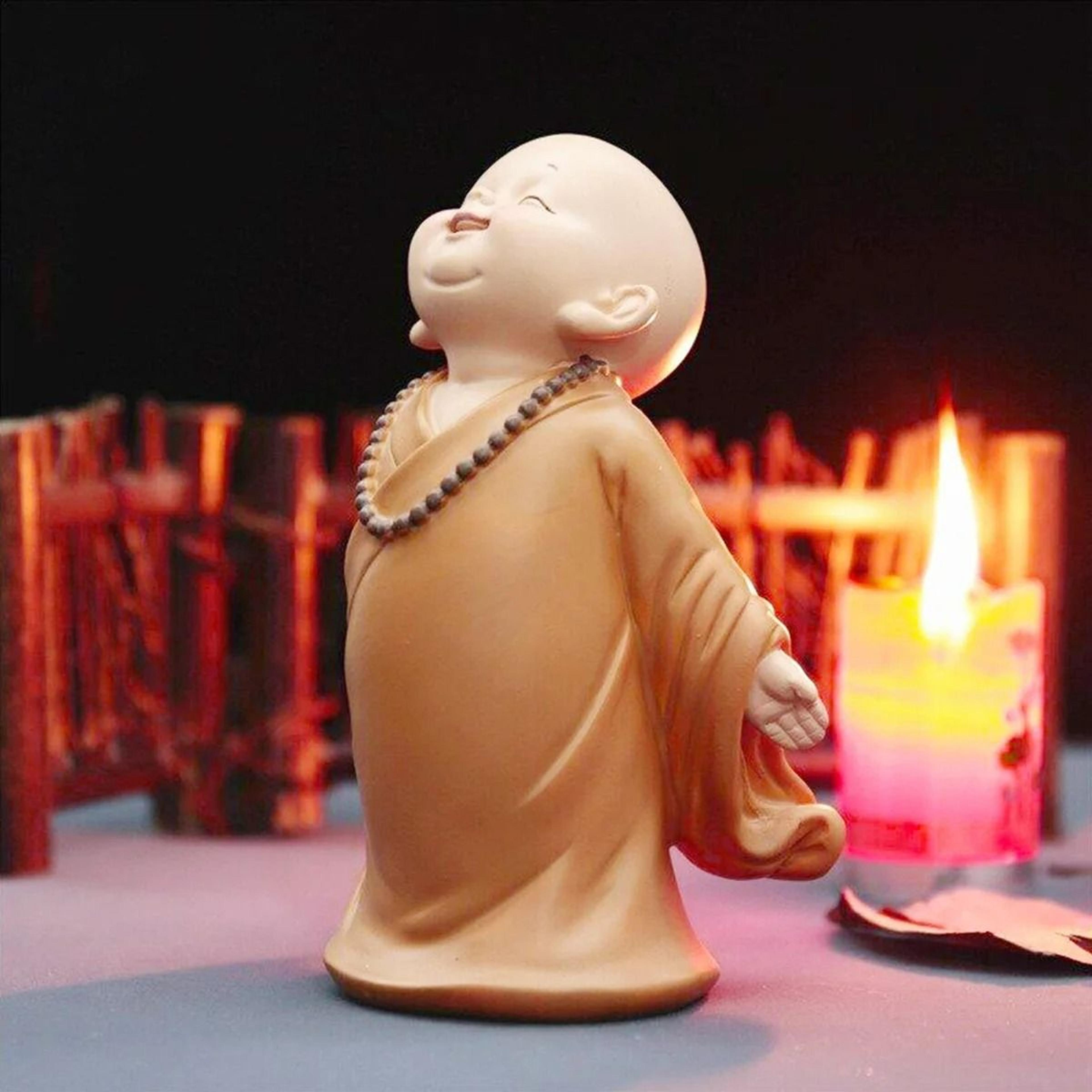 Serene Little Monk Figurine  Cute Buddha Statue For Zen Home Decor 5
