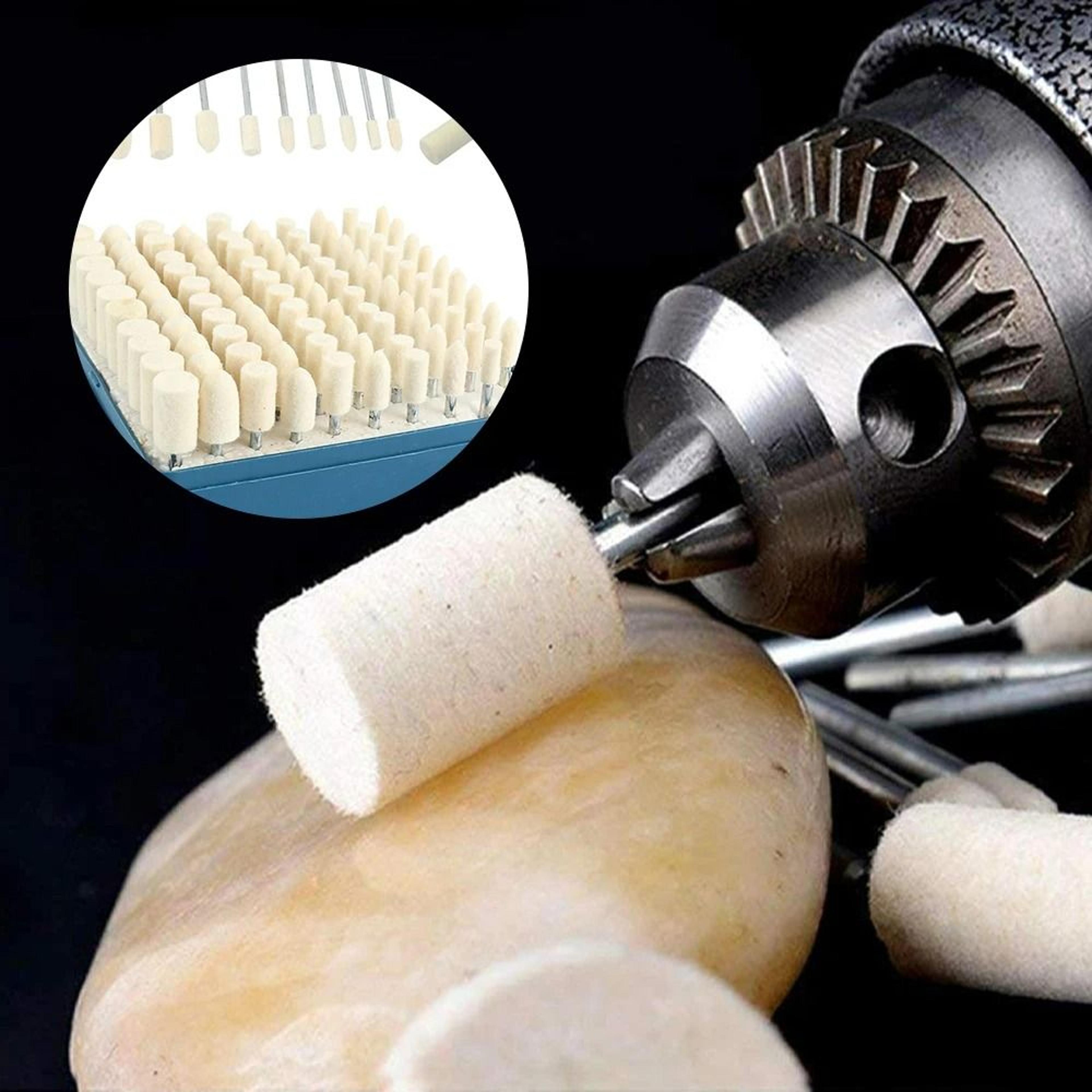 Premium 100Piece Mounted Wool Felt Polishing And Buffing Wheel Set 1