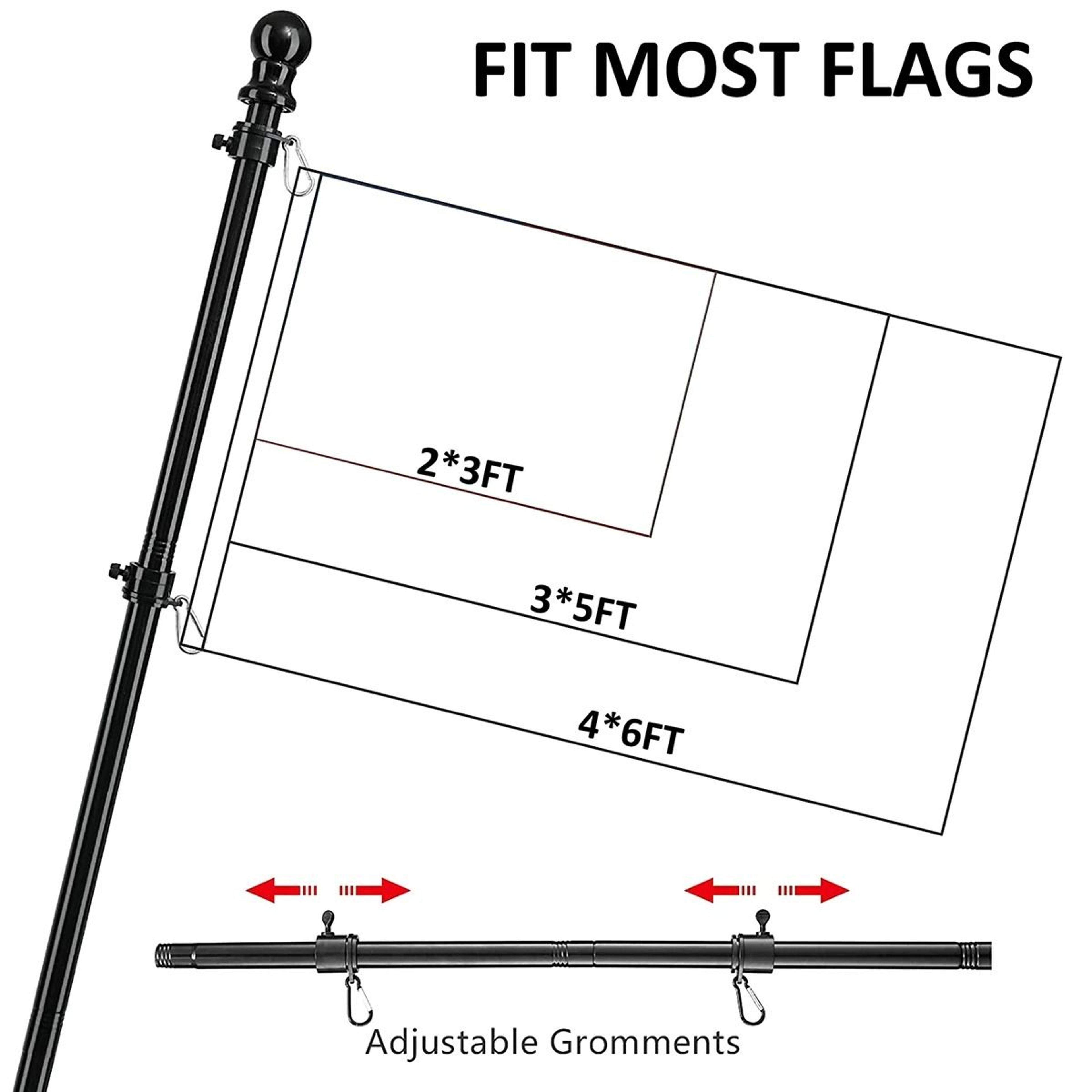 Telescopic Stainless Steel Flag Pole  TangleFree 360Degree Rotating Guide Banner System 1