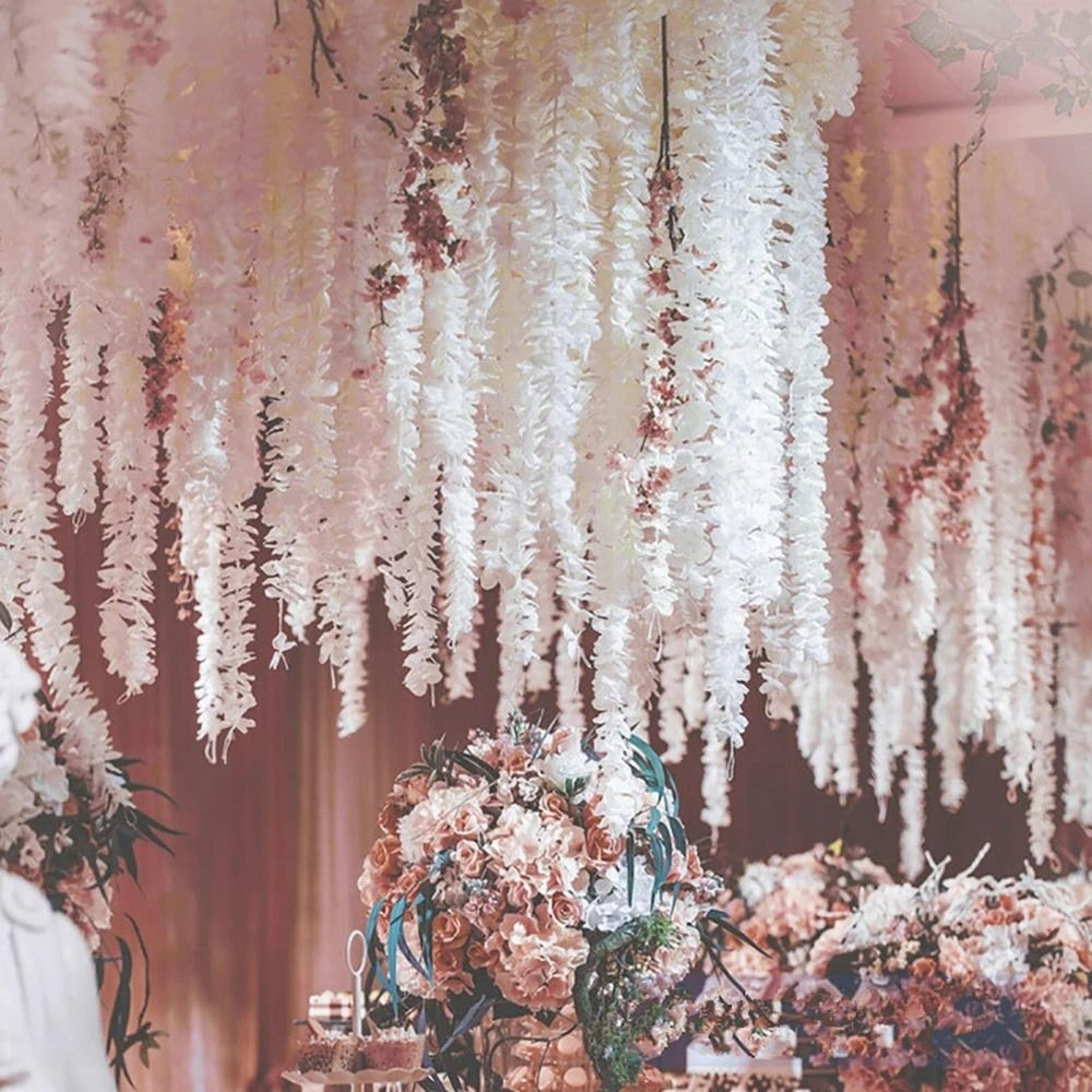 20Piece Artificial Silk Wisteria Vine Set  1M Hanging Garland For Weddings  Parties 5