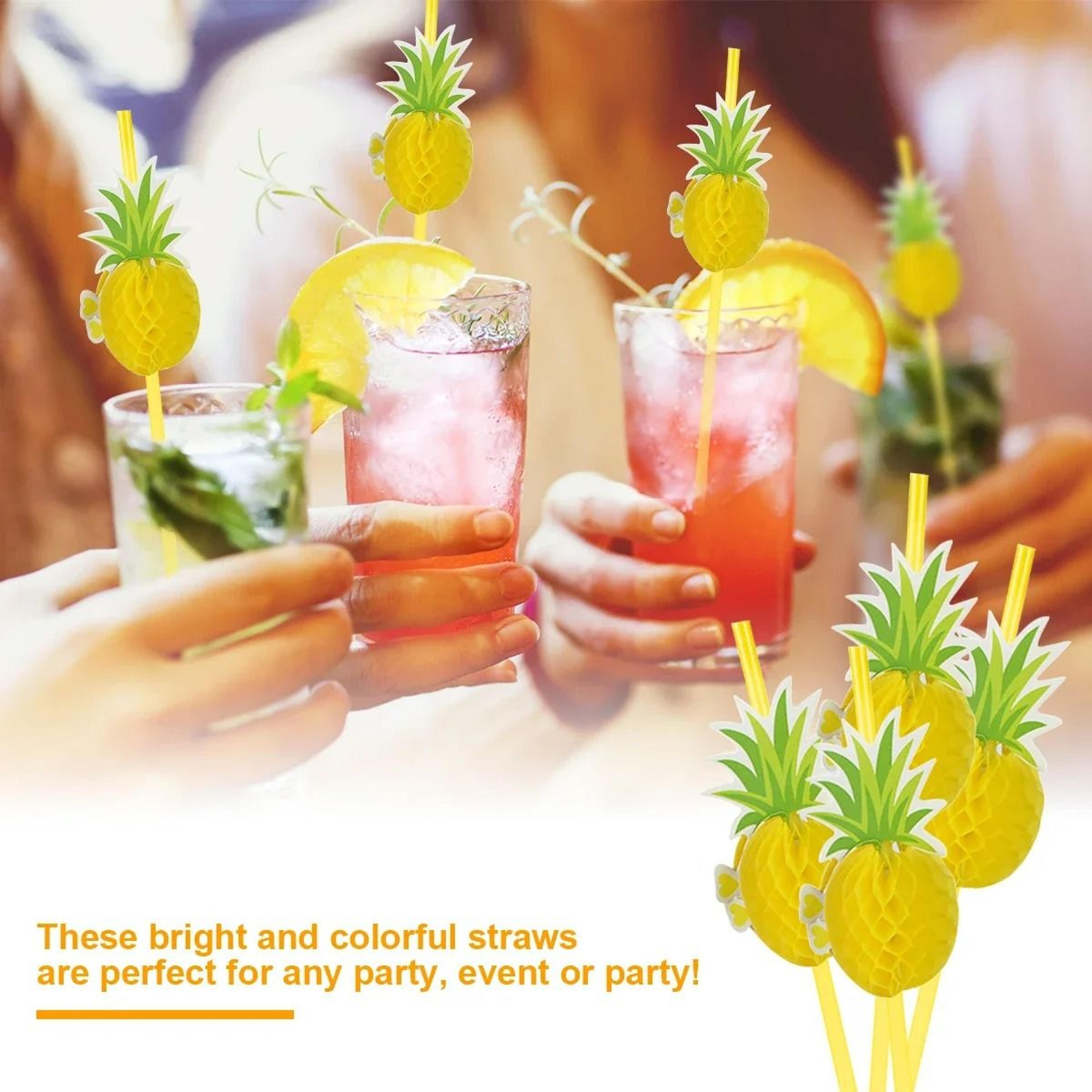 50Piece 3D Fruit Paper Drinking Straw Set  EcoFriendly Pineapple  Flamingo Party Straws 1