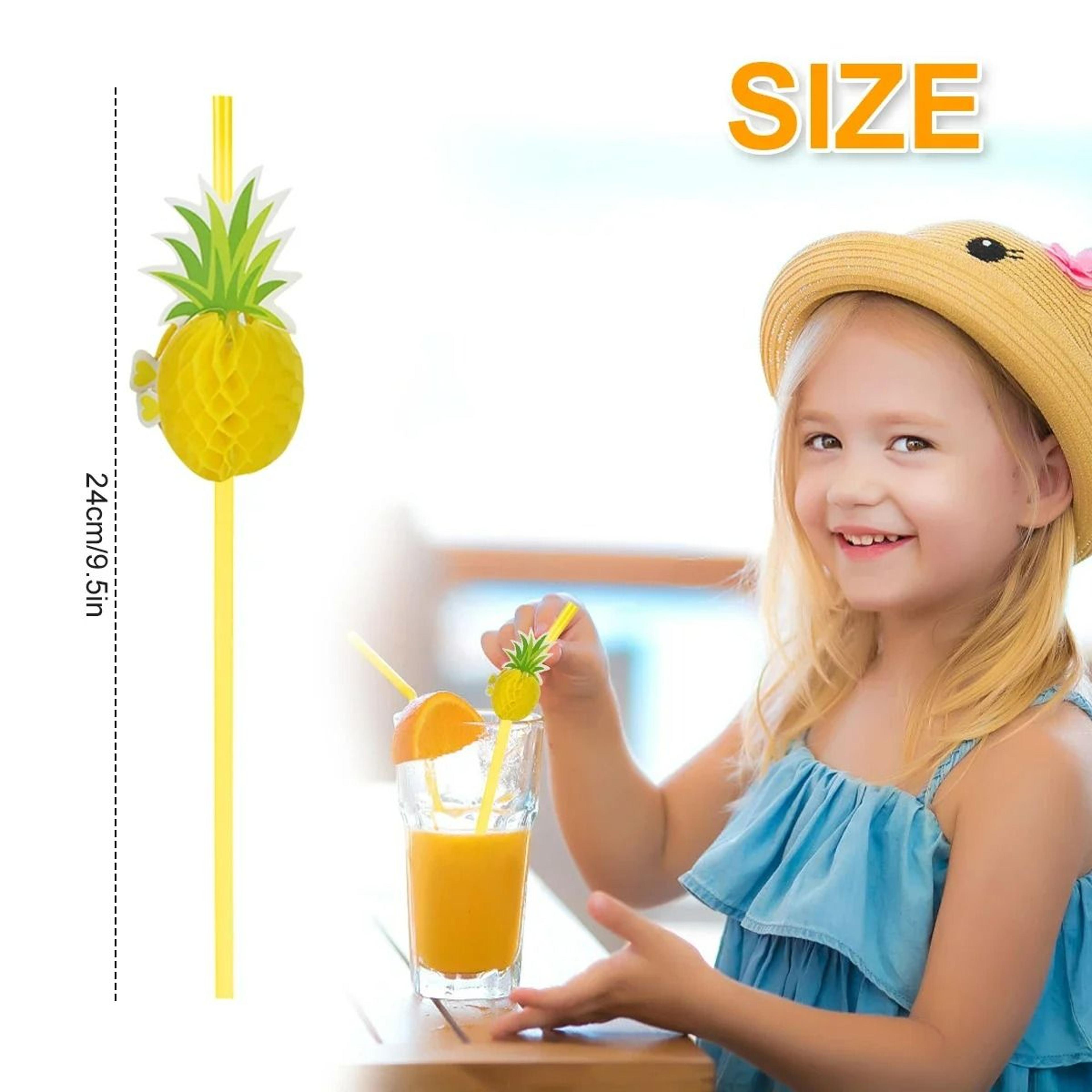 50Piece 3D Fruit Paper Drinking Straw Set  EcoFriendly Pineapple  Flamingo Party Straws 5