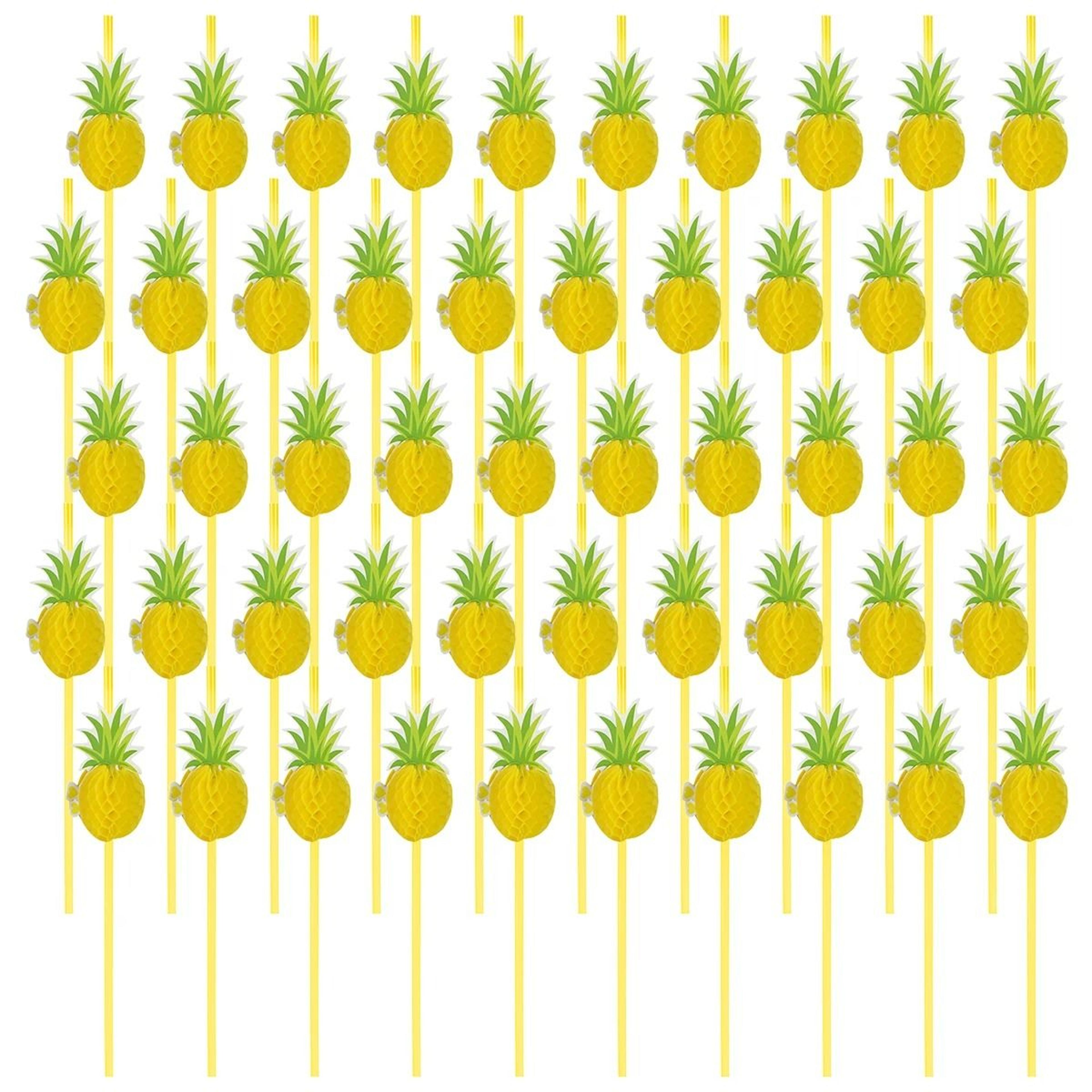 50Piece 3D Fruit Paper Drinking Straw Set  EcoFriendly Pineapple  Flamingo Party Straws 6