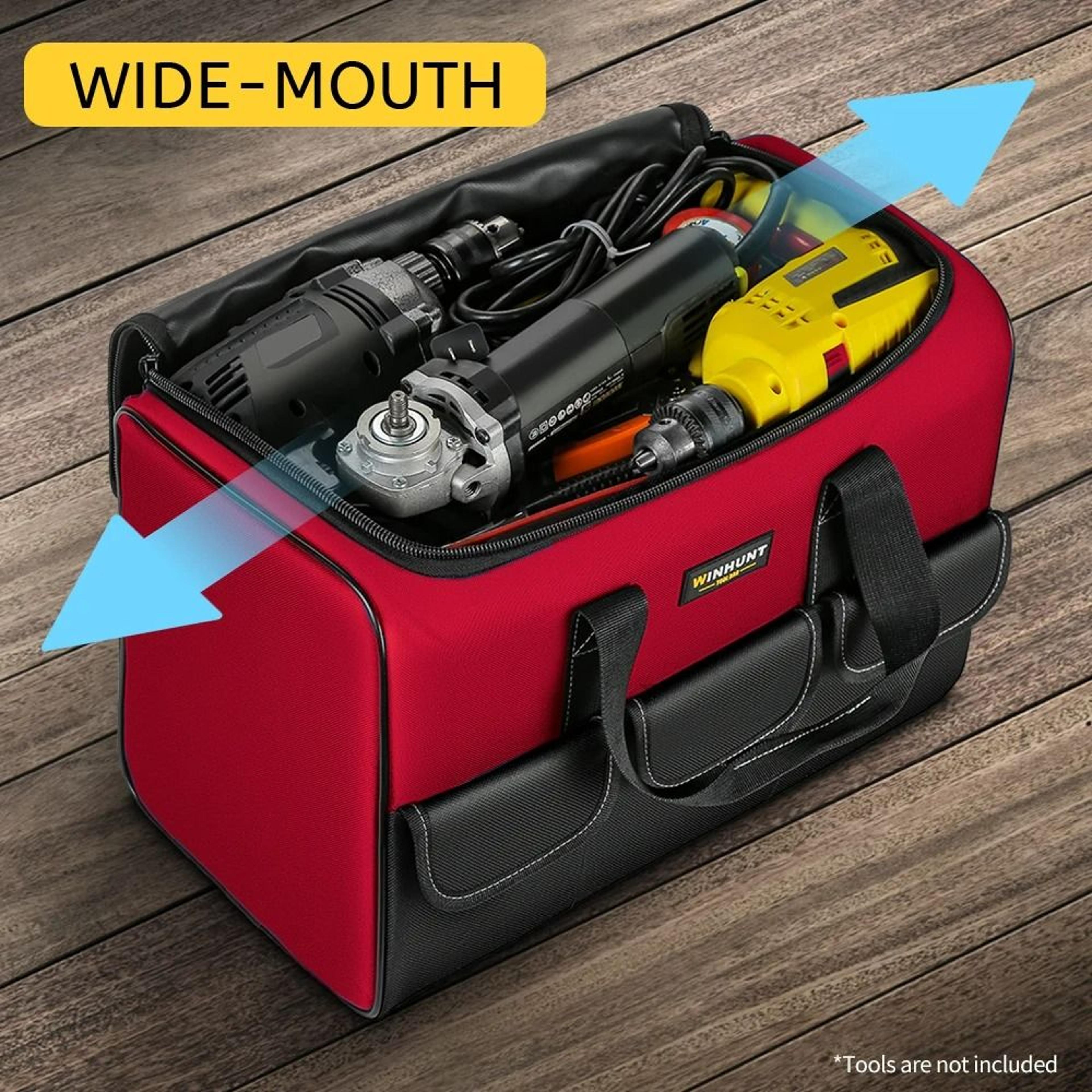 Elite HeavyDuty Tool Bag  WideMouth Storage Tote Organizer For Electricians Carpenters And Mechanic 4