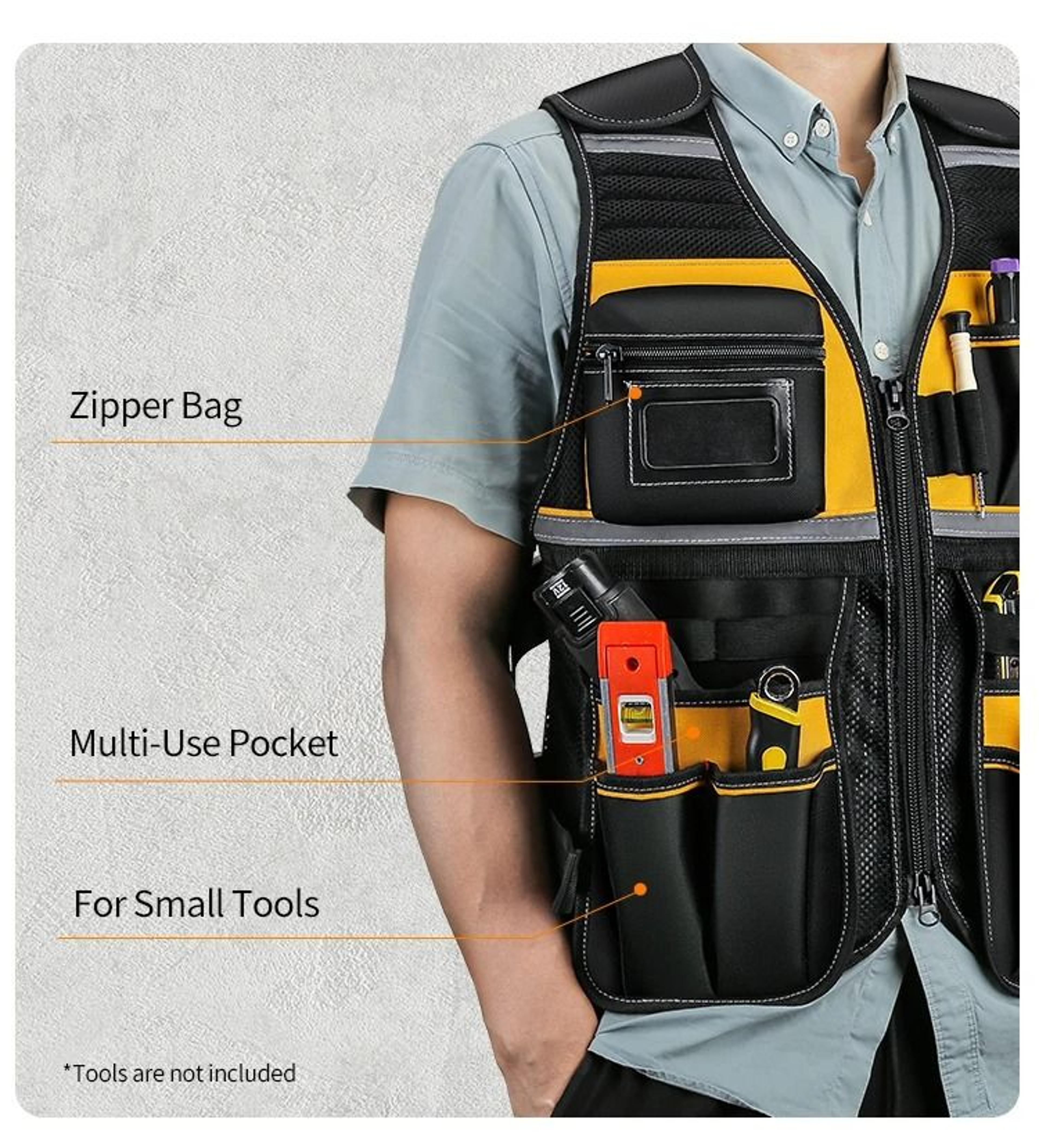 Tool Vest Storage Bag Holder  Adjustable MultiPocket Utility Wear For Workshops Craftsmen And Garde 1