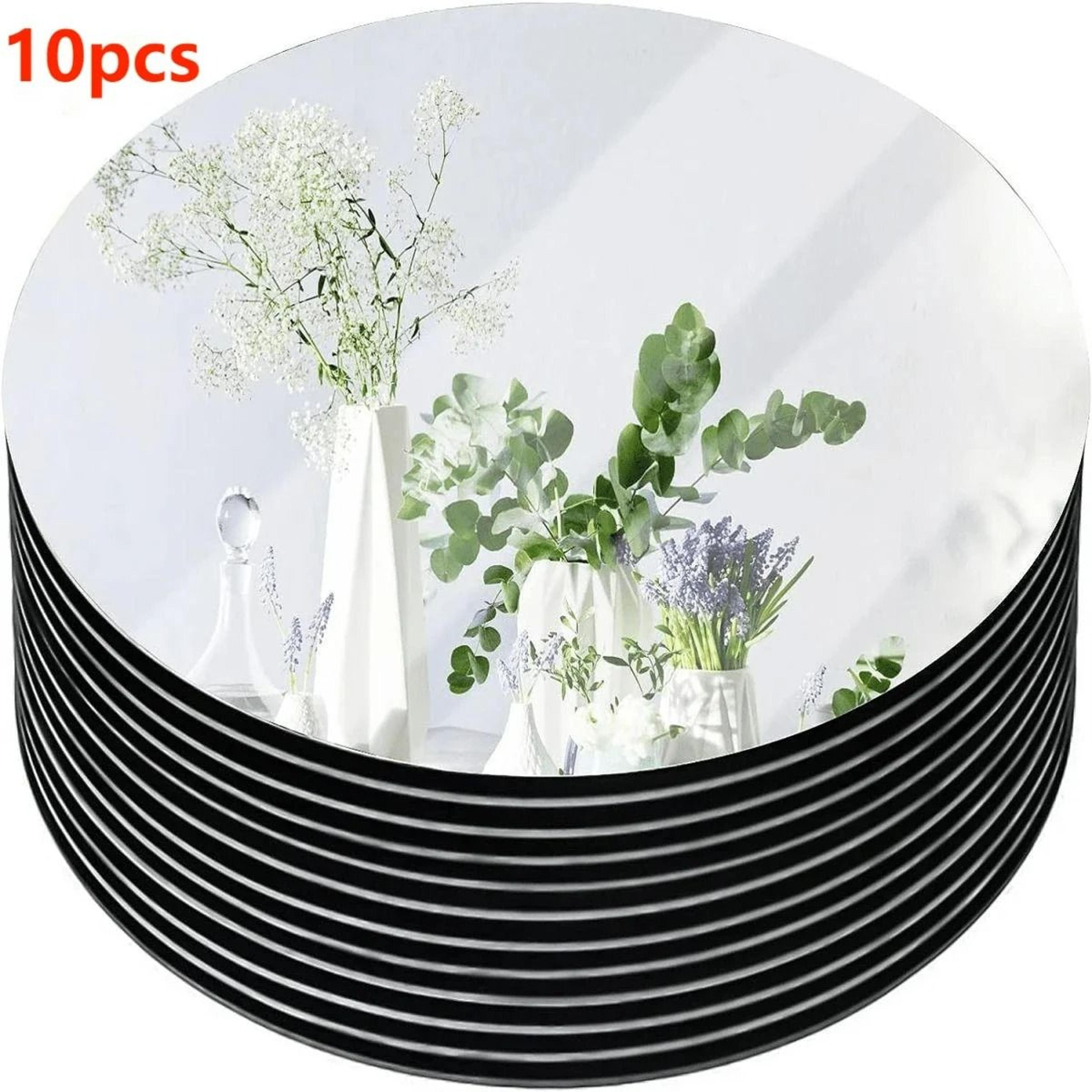 acrylic mirror centerpiece plates – 10-piece round reflective trays for wedding tables and candle displays