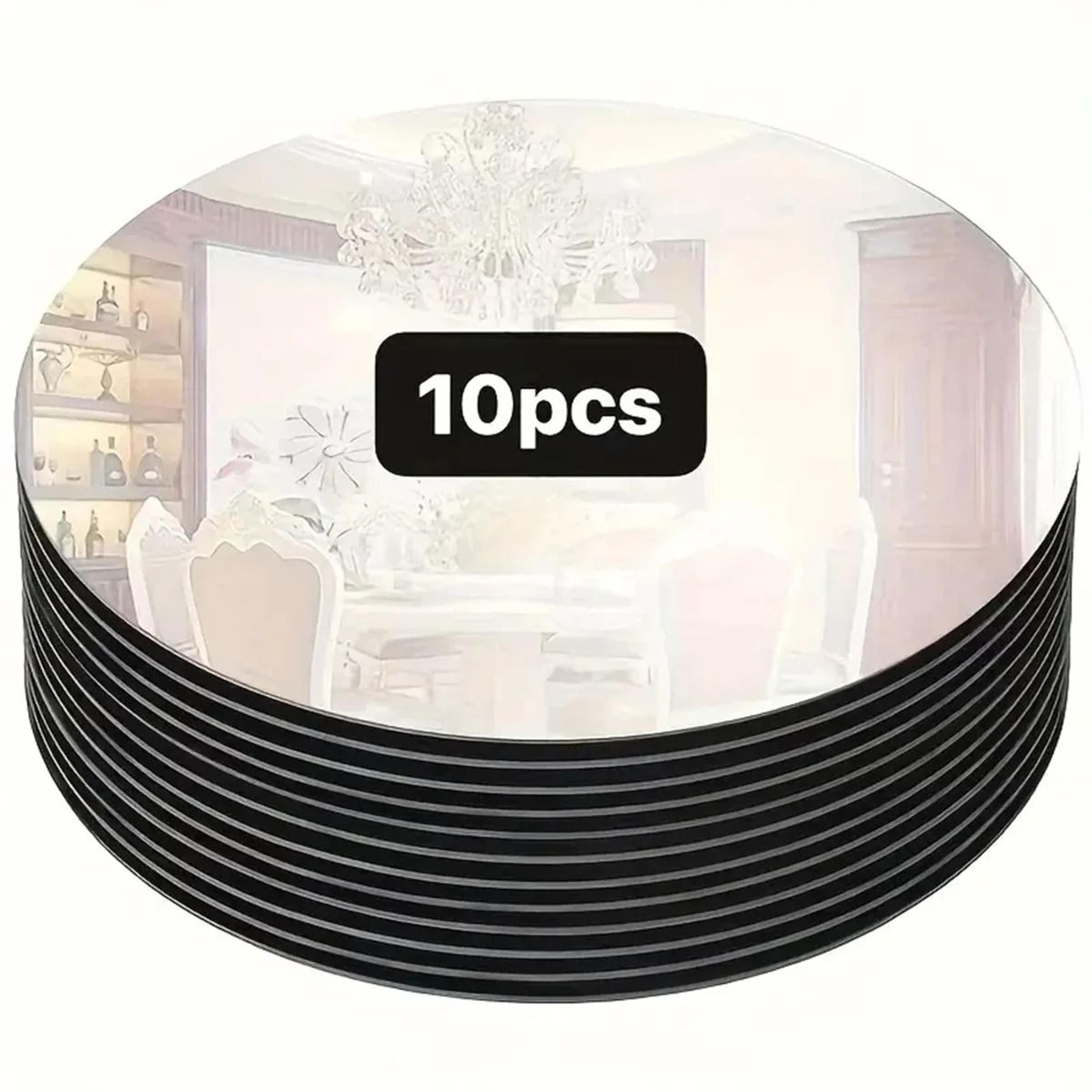 Acrylic Round Mirror Plate Set  10Piece Reflective Centerpiece Trays For Wedding Tables And Birthda 1