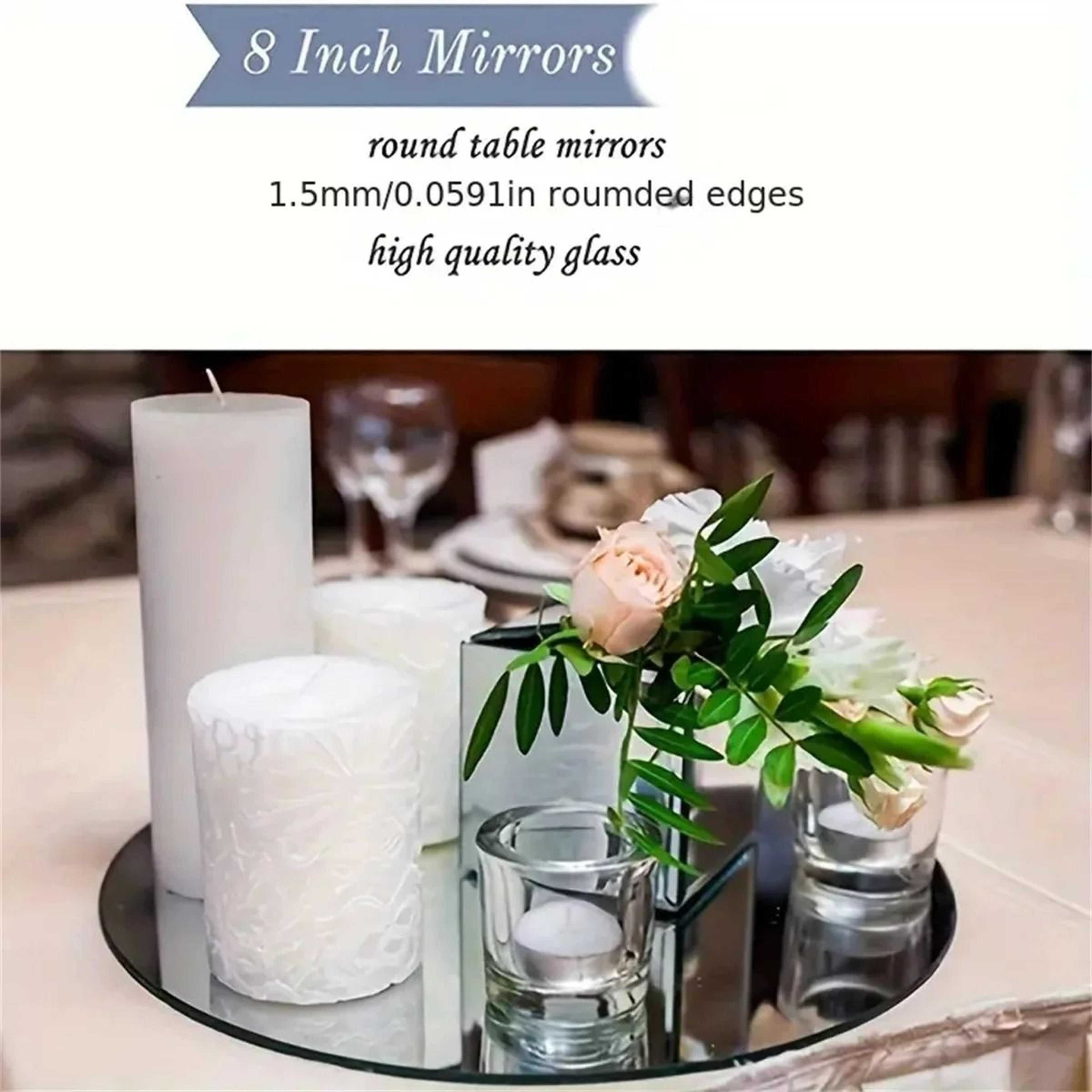 Acrylic Round Mirror Plate Set  10Piece Reflective Centerpiece Trays For Wedding Tables And Birthda 3