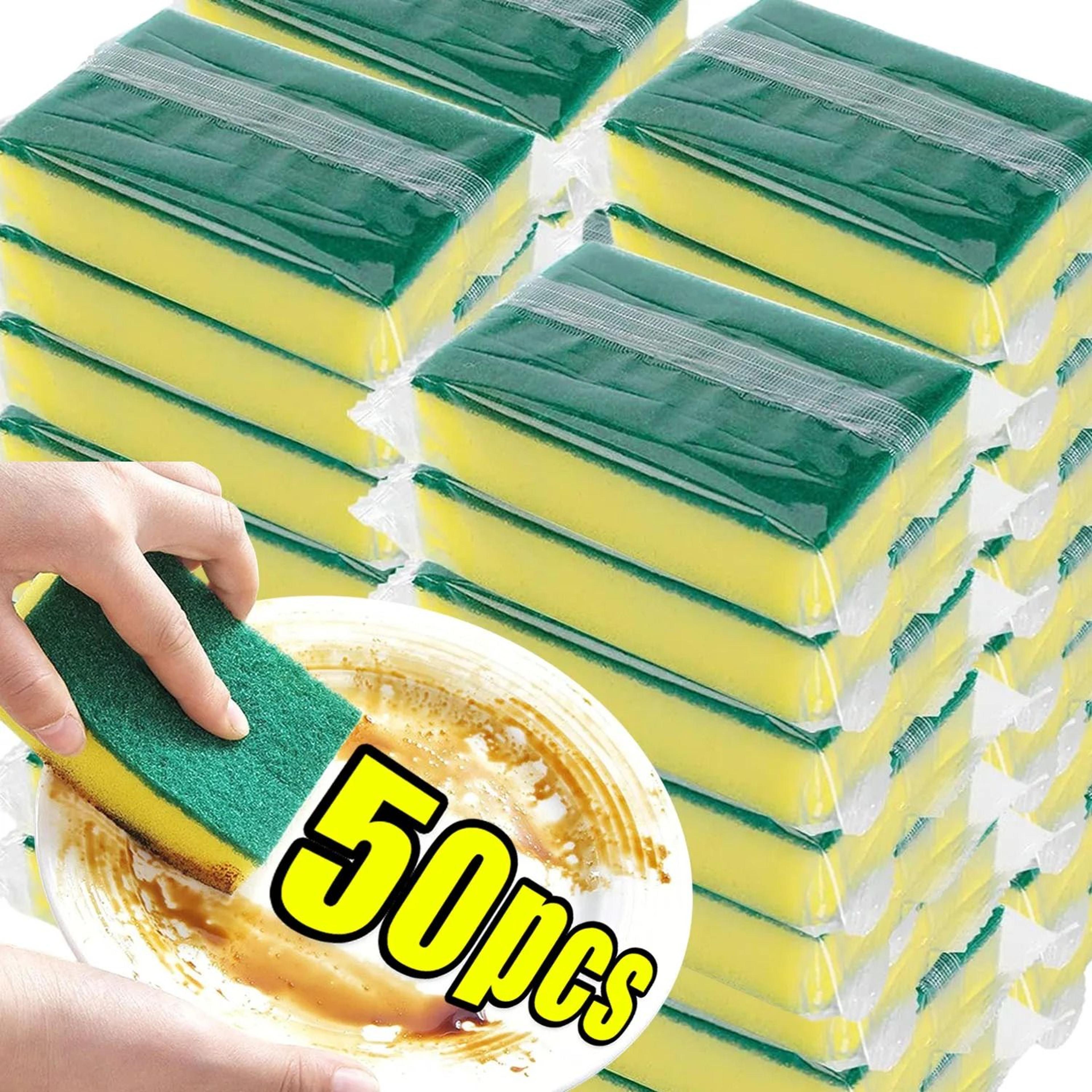 50Pack Kitchen Dishwashing Sponges  HeavyDuty Absorbent Scouring Pads For Pots Pans And Rust Remova 1