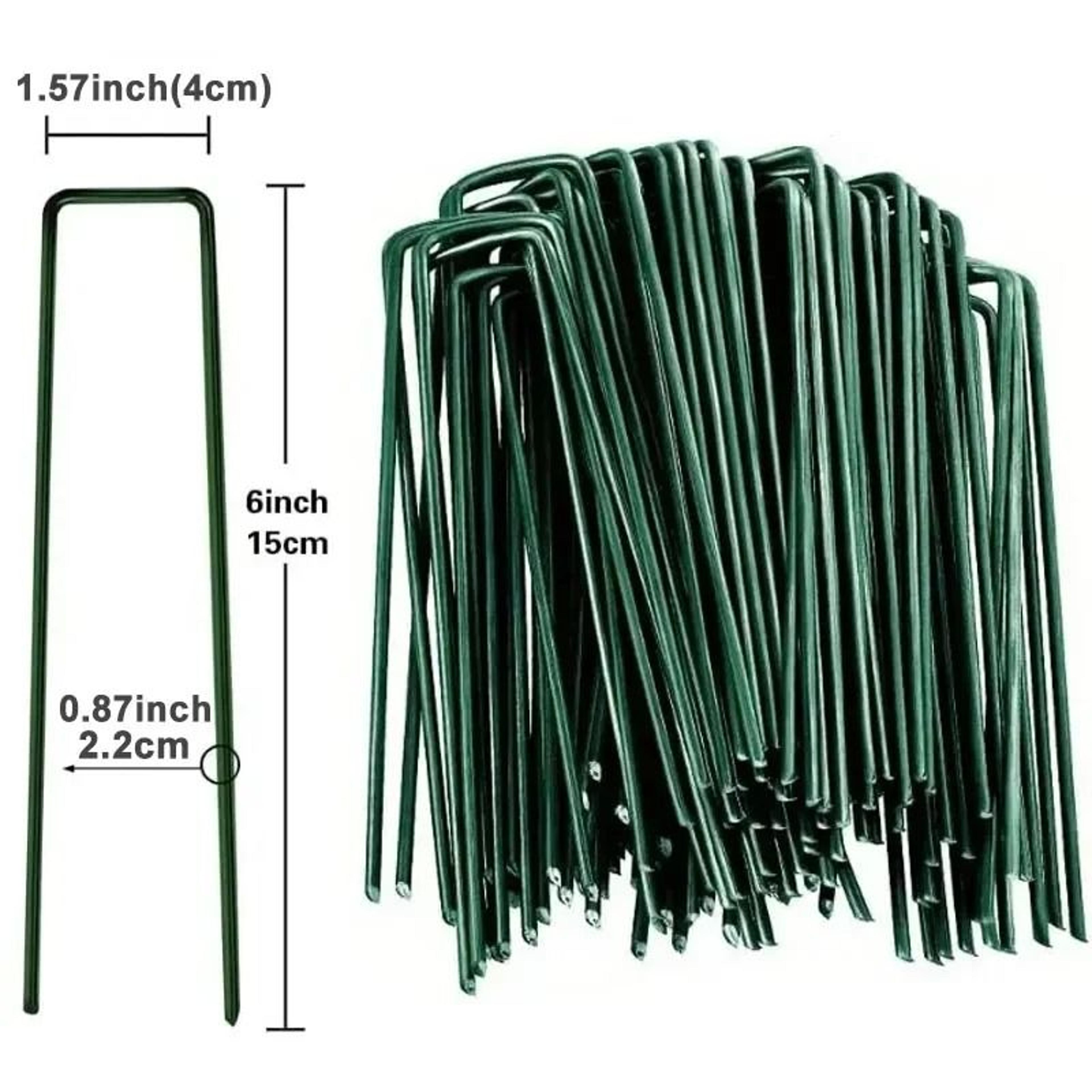 Green Galvanized UShaped Garden Staples 100Piece Set 7