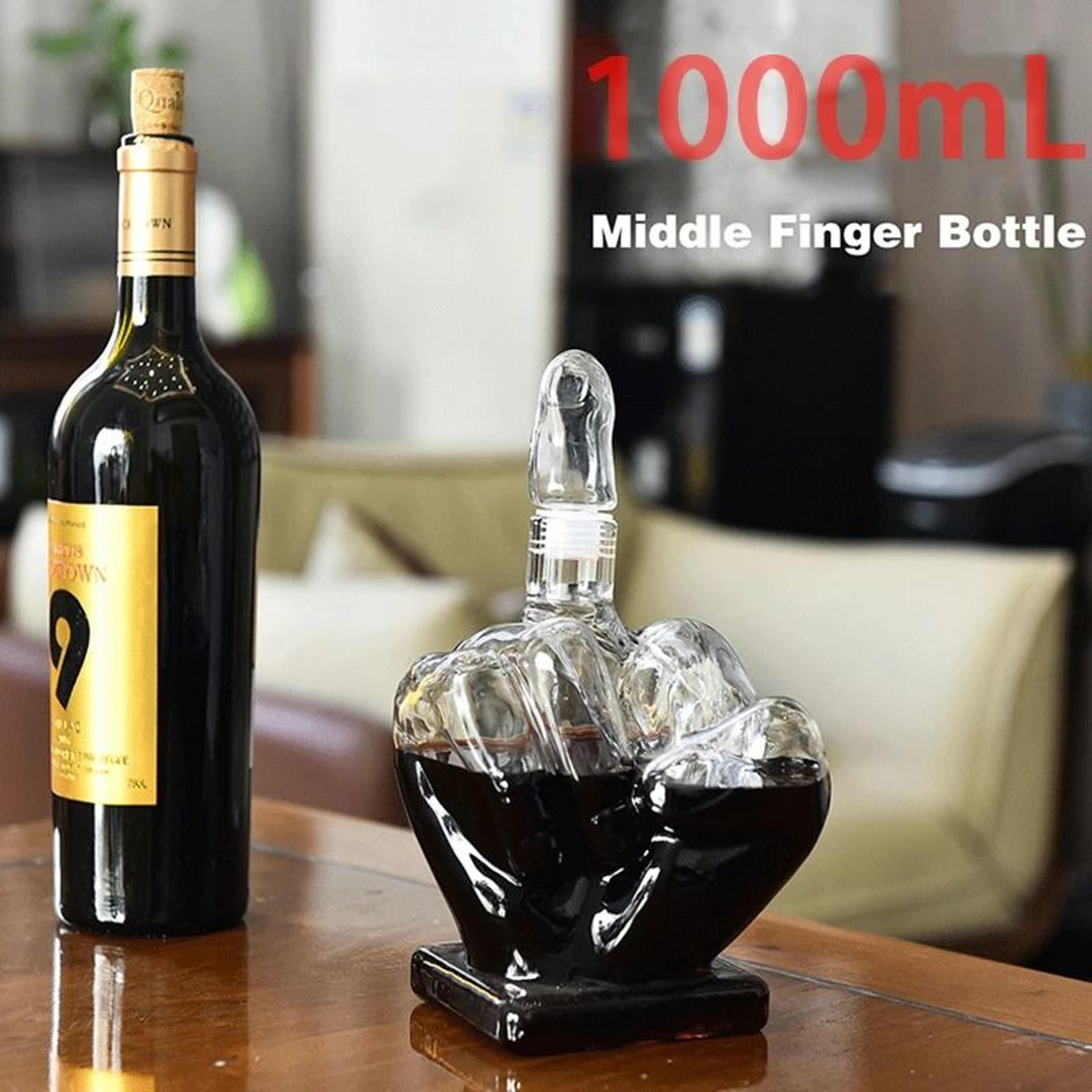 middle finger glass decanter with borosilicate glass stopper