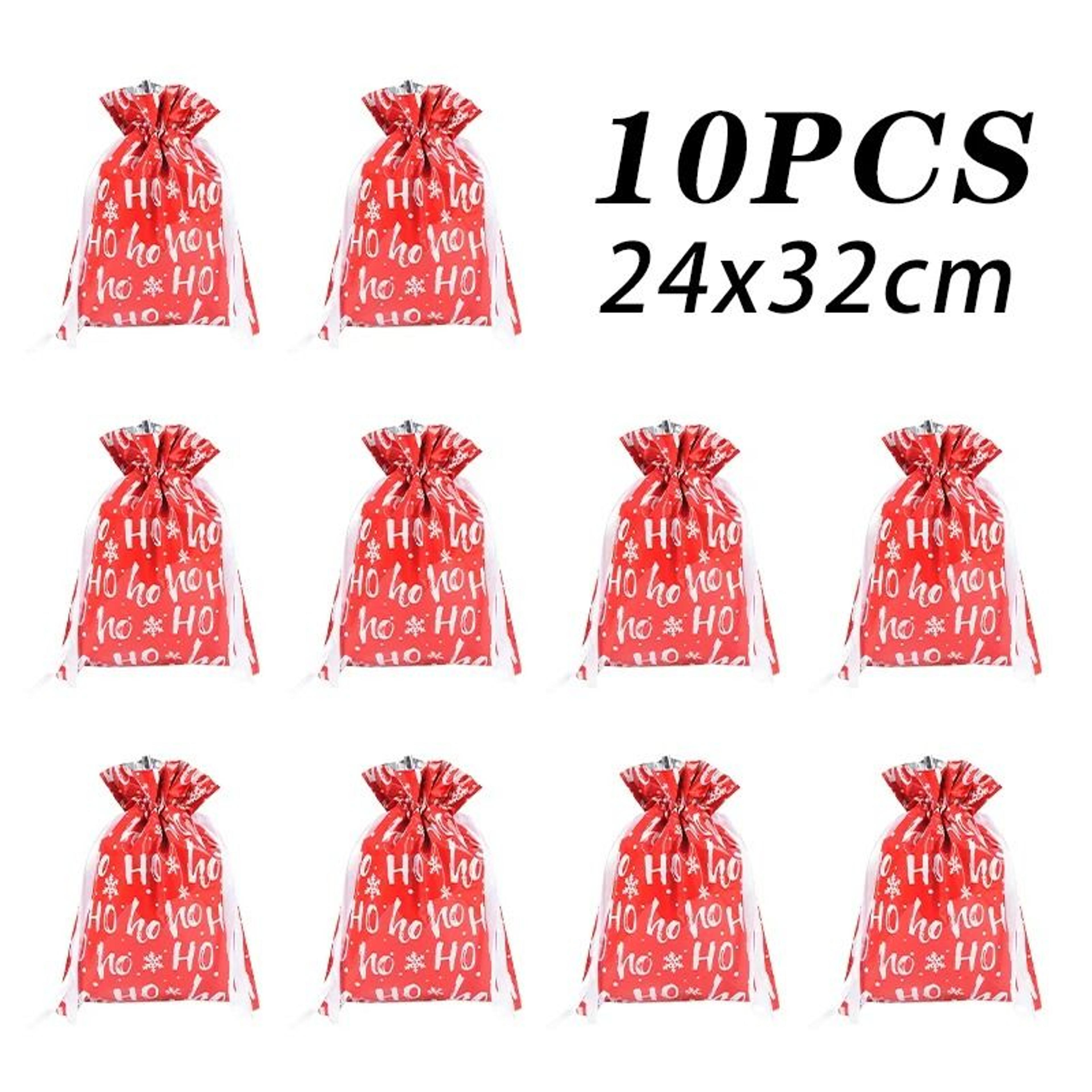 Metallic Drawstring Christmas Gift Bag Set 19