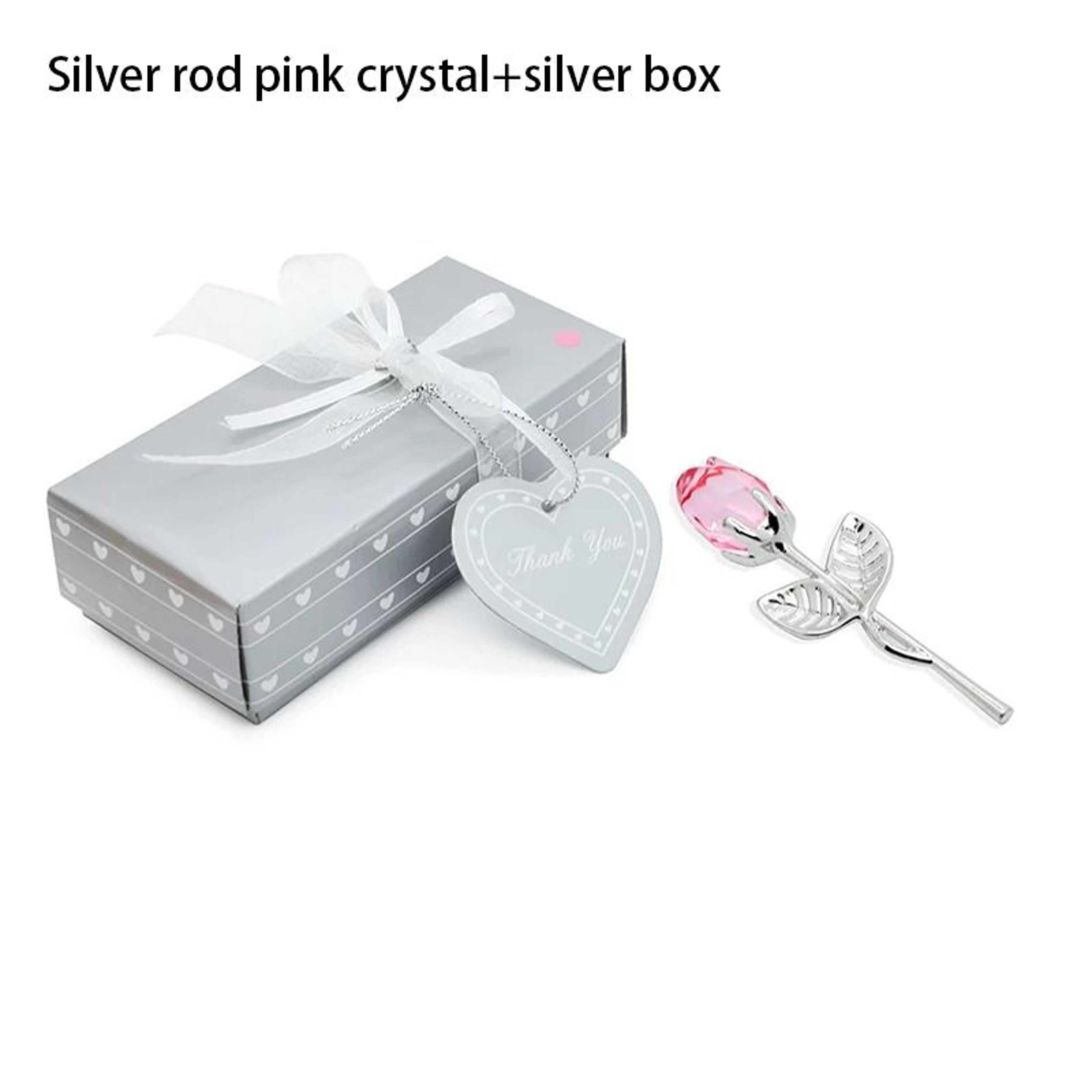 Crystal Rose Artificial Flower  Metallic Stem Craft 10